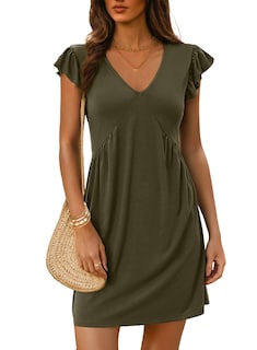 Foto 1 | Vestido Dokotoo Petite De Lino De Verano Con Cuello En V, Mini Playa, Verde - Venta Internacional.