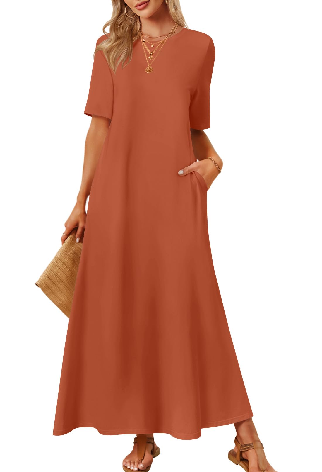 Foto 2 pulgar | Vestido Largo Merokeety Para Mujer 2025 Primavera-verano Caramel - Venta Internacional.