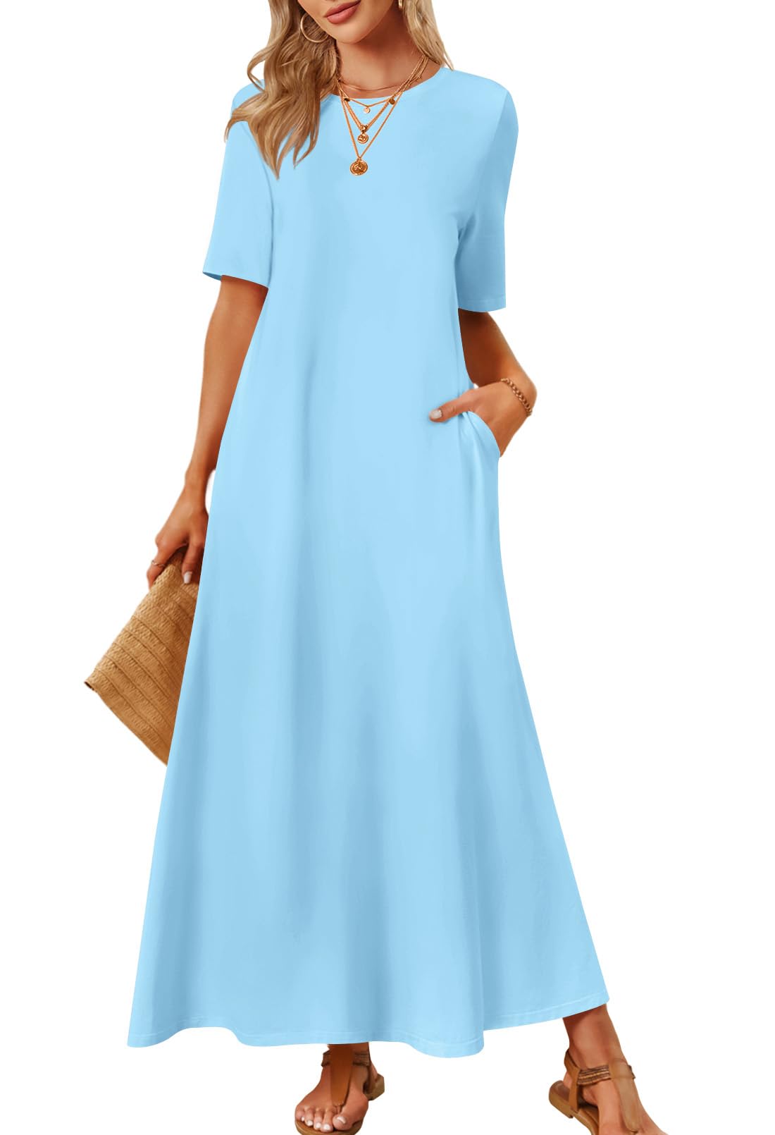 Foto 2 pulgar | Vestido Largo Merokeety Para Mujer 2025 Primavera-verano Skyblue - Venta Internacional.