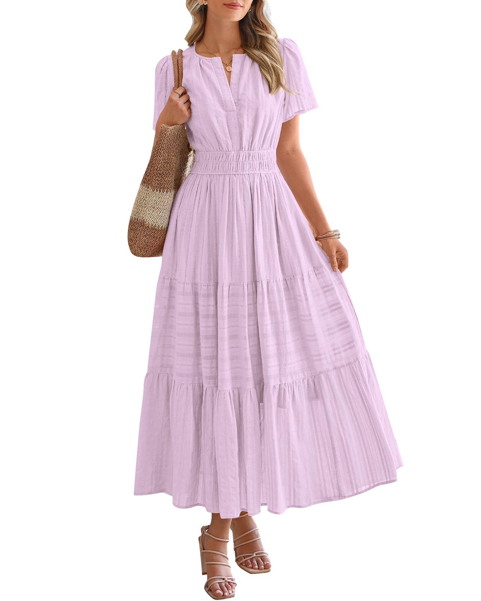 Foto 2 pulgar | Vestido Casual Btfbm De Verano 2025 Con Cuello En V Y Manga Corta Para Mujer - Venta Internacional.