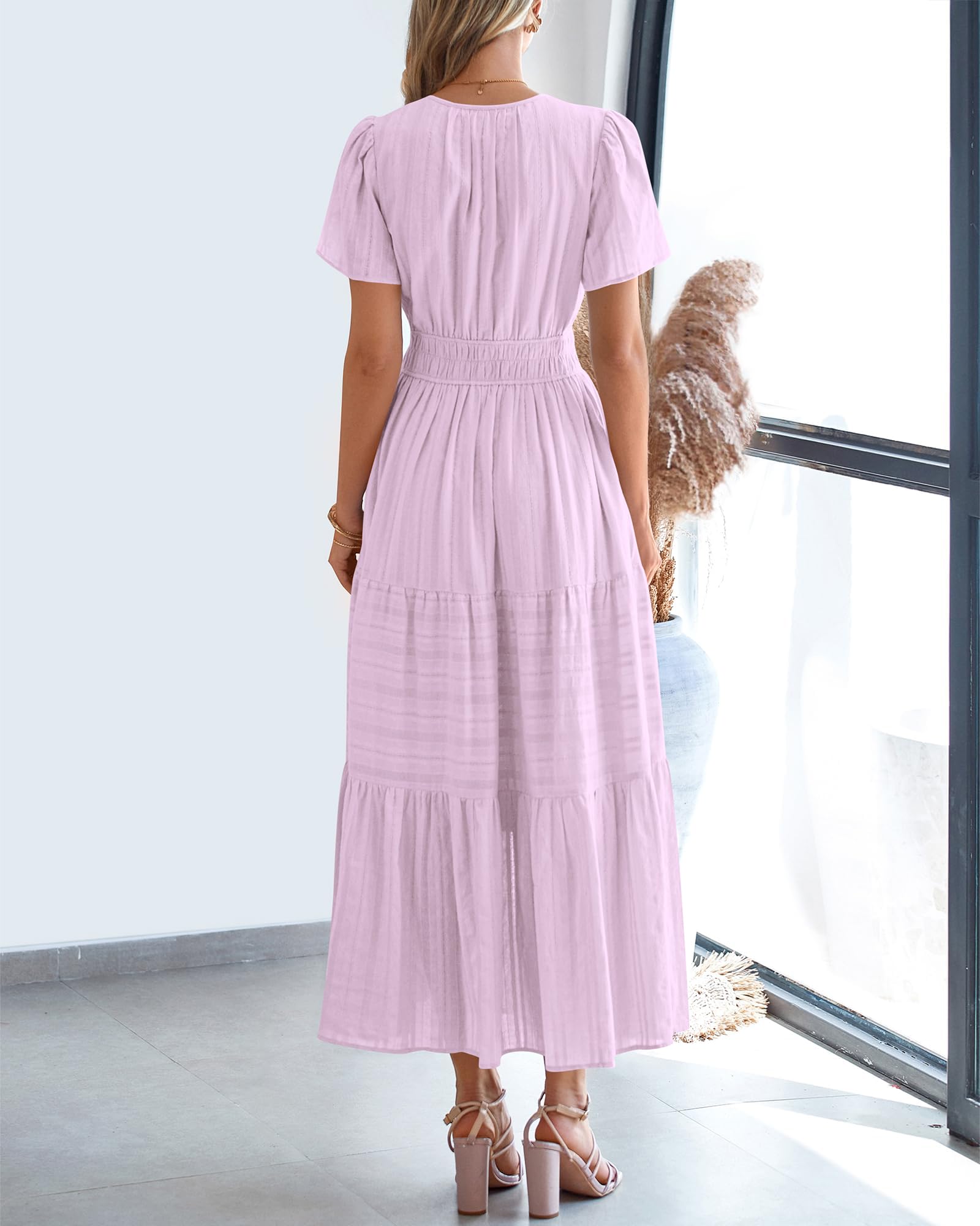 Foto 4 pulgar | Vestido Casual Btfbm De Verano 2025 Con Cuello En V Y Manga Corta Para Mujer - Venta Internacional.