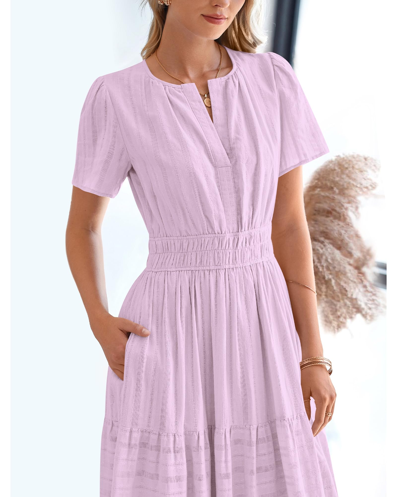 Foto 8 pulgar | Vestido Casual Btfbm De Verano 2025 Con Cuello En V Y Manga Corta Para Mujer - Venta Internacional.