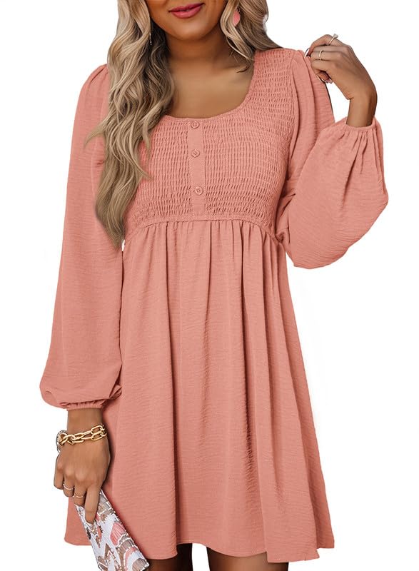 Foto 2 pulgar | Vestido Dokotoo Fashion Spring De Manga Larga Con Cuello Redondo Para Mujer, Rosa - Venta Internacional.