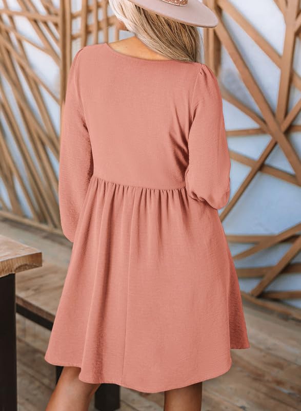 Foto 3 pulgar | Vestido Dokotoo Fashion Spring De Manga Larga Con Cuello Redondo Para Mujer, Rosa - Venta Internacional.