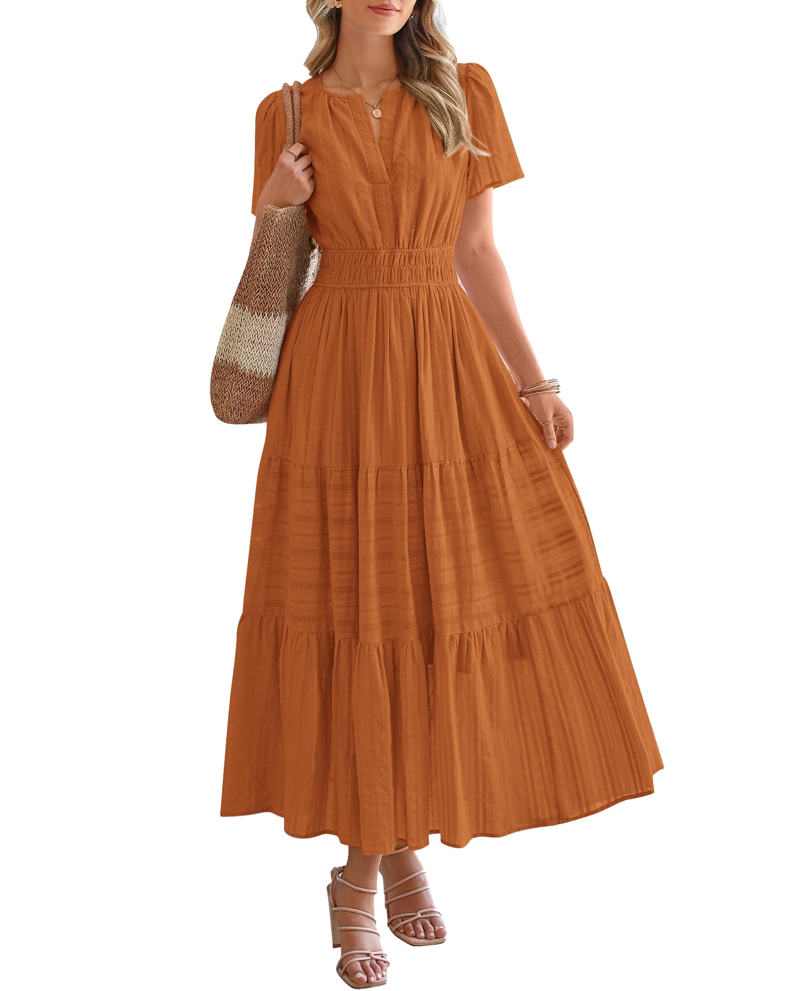 Foto 2 pulgar | Vestido Casual Btfbm Para Mujer, Cuello En V, De Verano, Maxi Con Bolsillos - Venta Internacional.