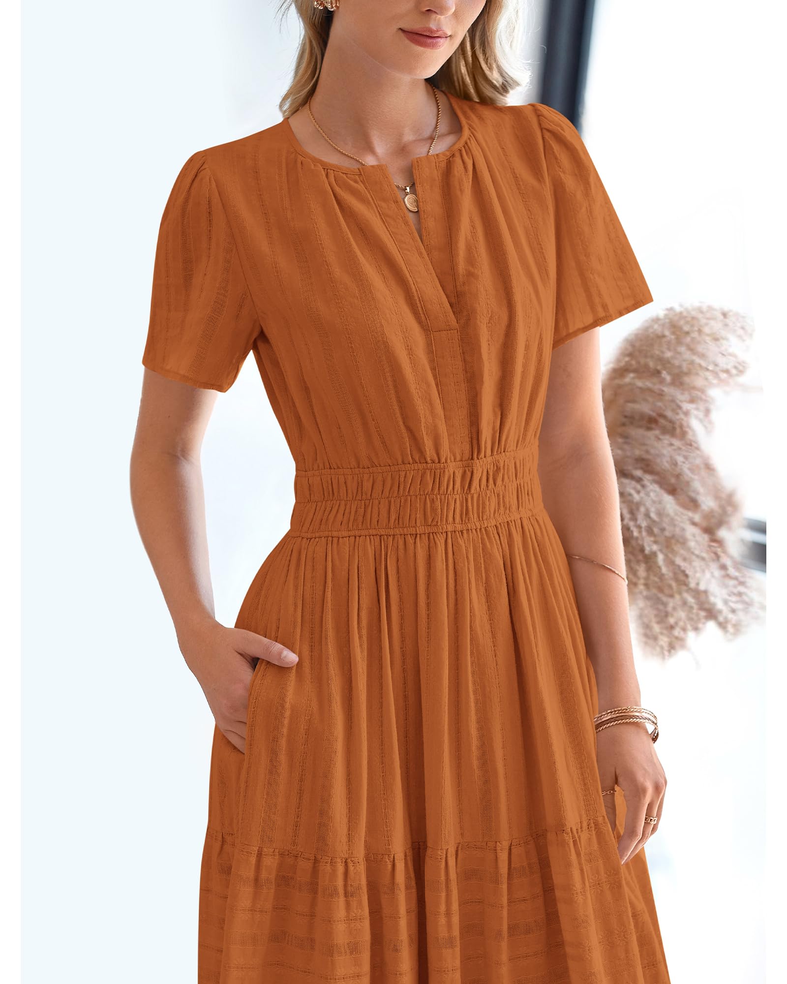 Foto 8 pulgar | Vestido Casual Btfbm Para Mujer, Cuello En V, De Verano, Maxi Con Bolsillos - Venta Internacional.