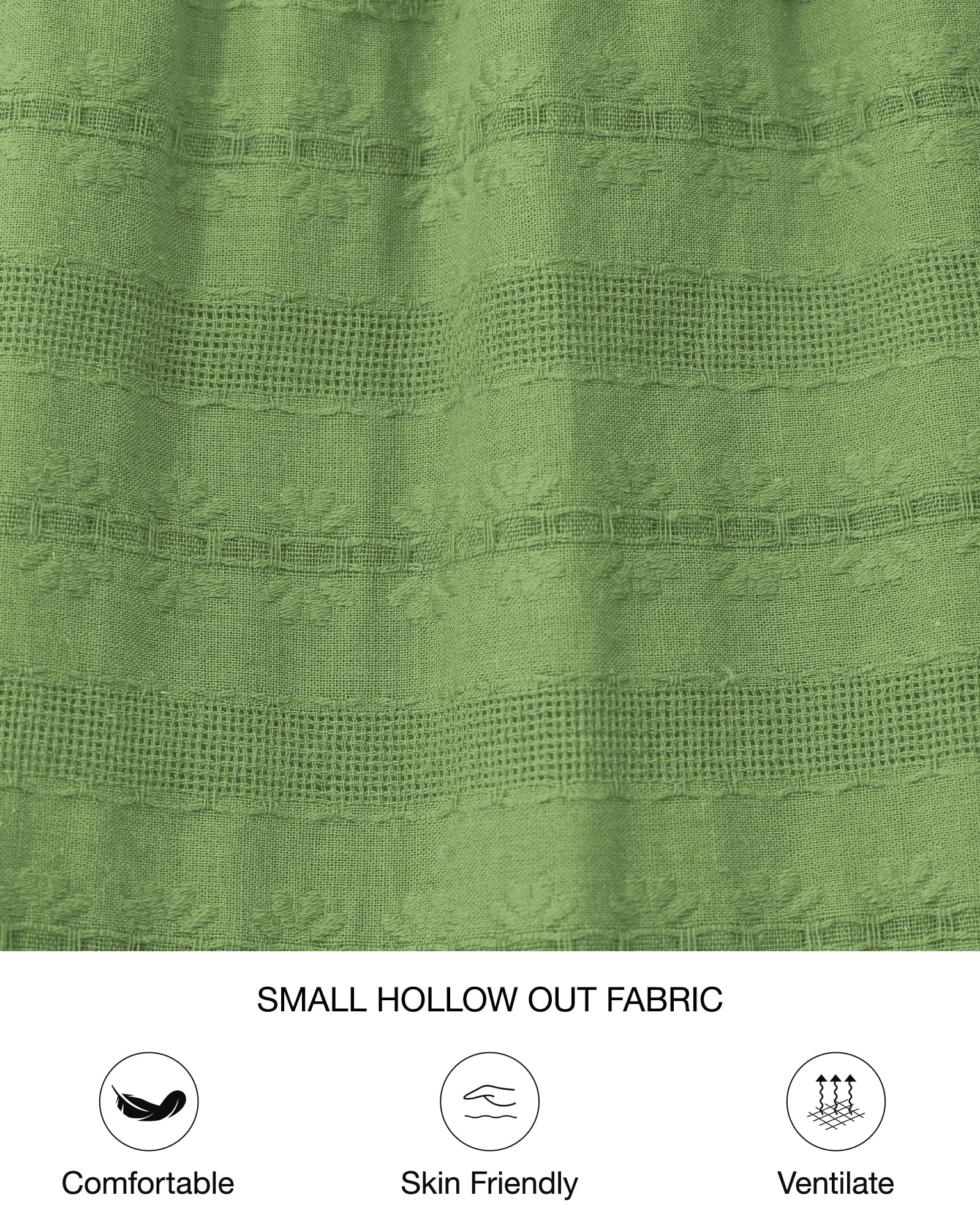 Foto 5 | Vestido Casual Btfbm De Verano 2025 Con Cuello En V Y Manga Corta, Verde - Venta Internacional.