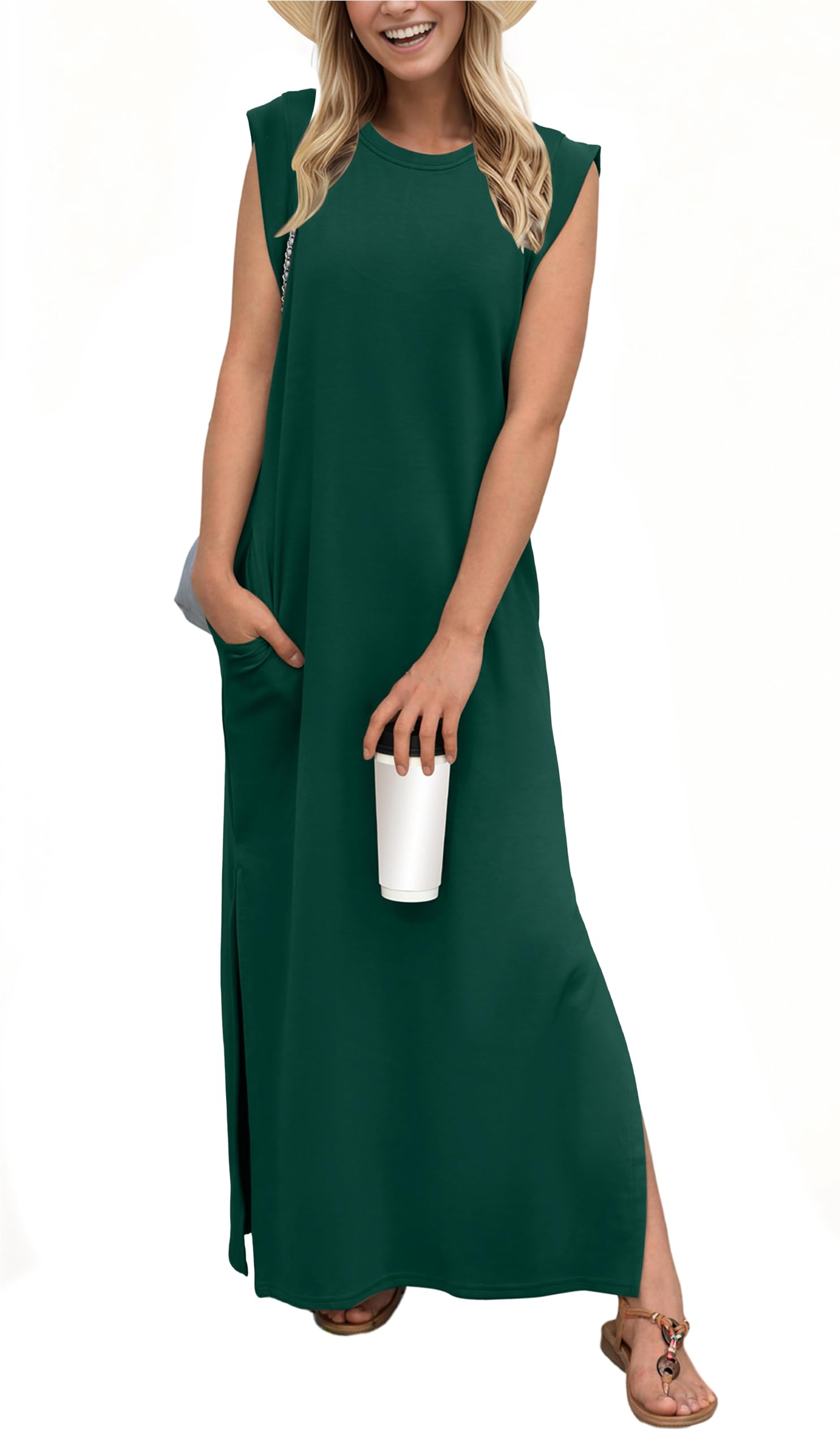 Foto 2 pulgar | Vestido Largo Grecerelle Para Mujer, Casual, De Verano, Verde Oscuro - Venta Internacional.