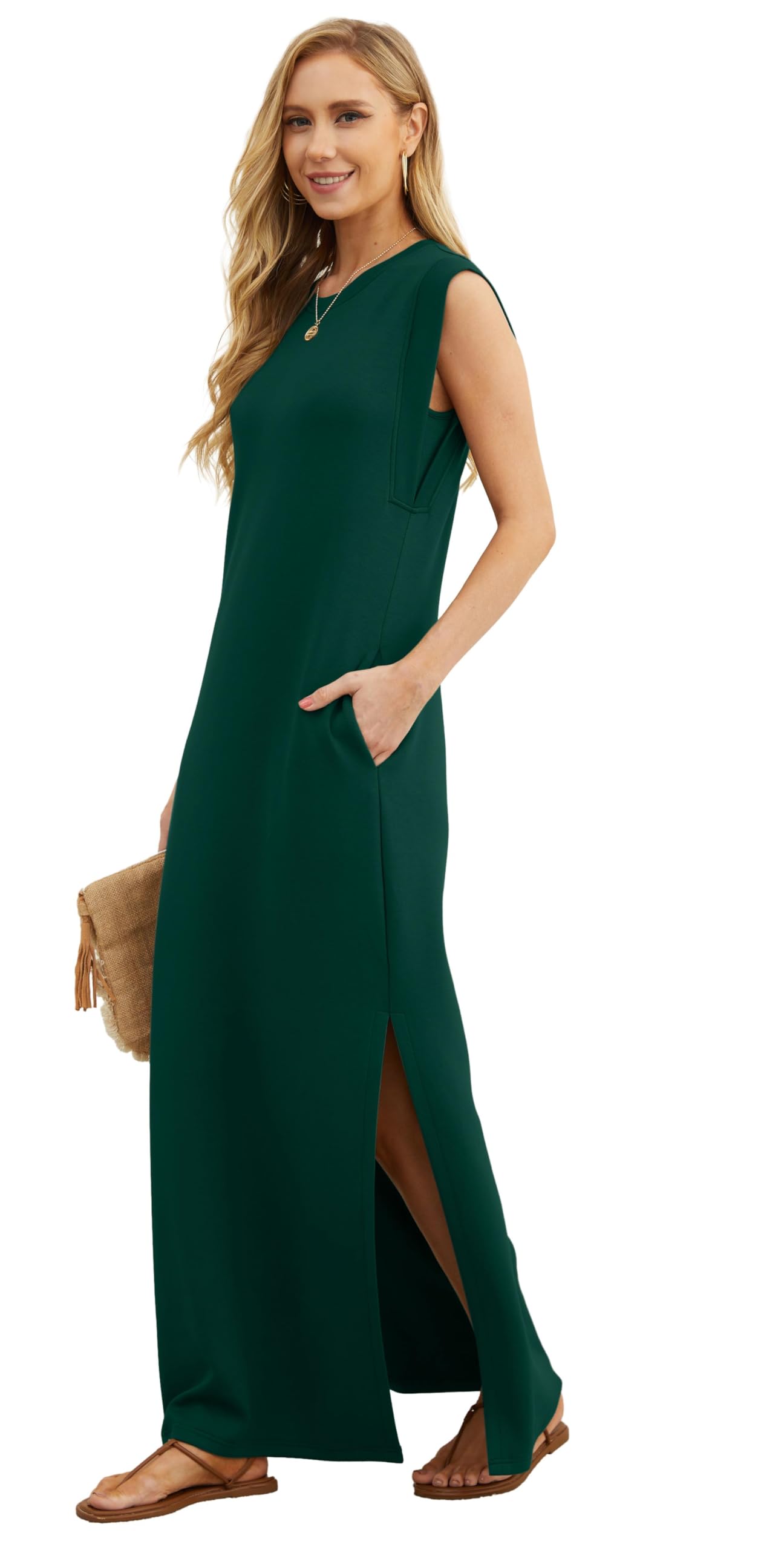 Foto 3 pulgar | Vestido Largo Grecerelle Para Mujer, Casual, De Verano, Verde Oscuro - Venta Internacional.