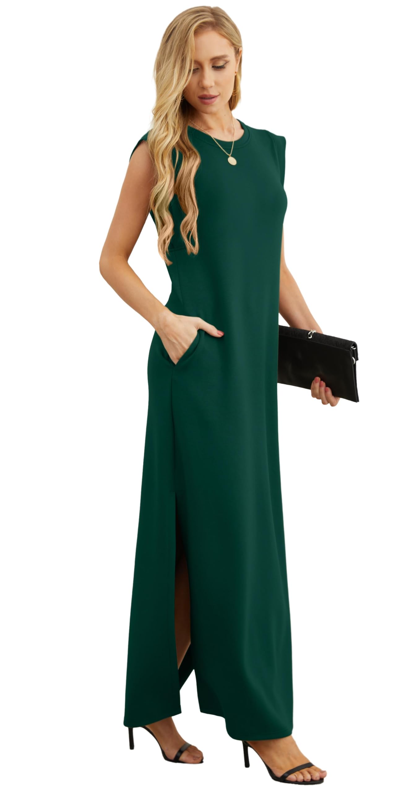 Foto 5 pulgar | Vestido Largo Grecerelle Para Mujer, Casual, De Verano, Verde Oscuro - Venta Internacional.