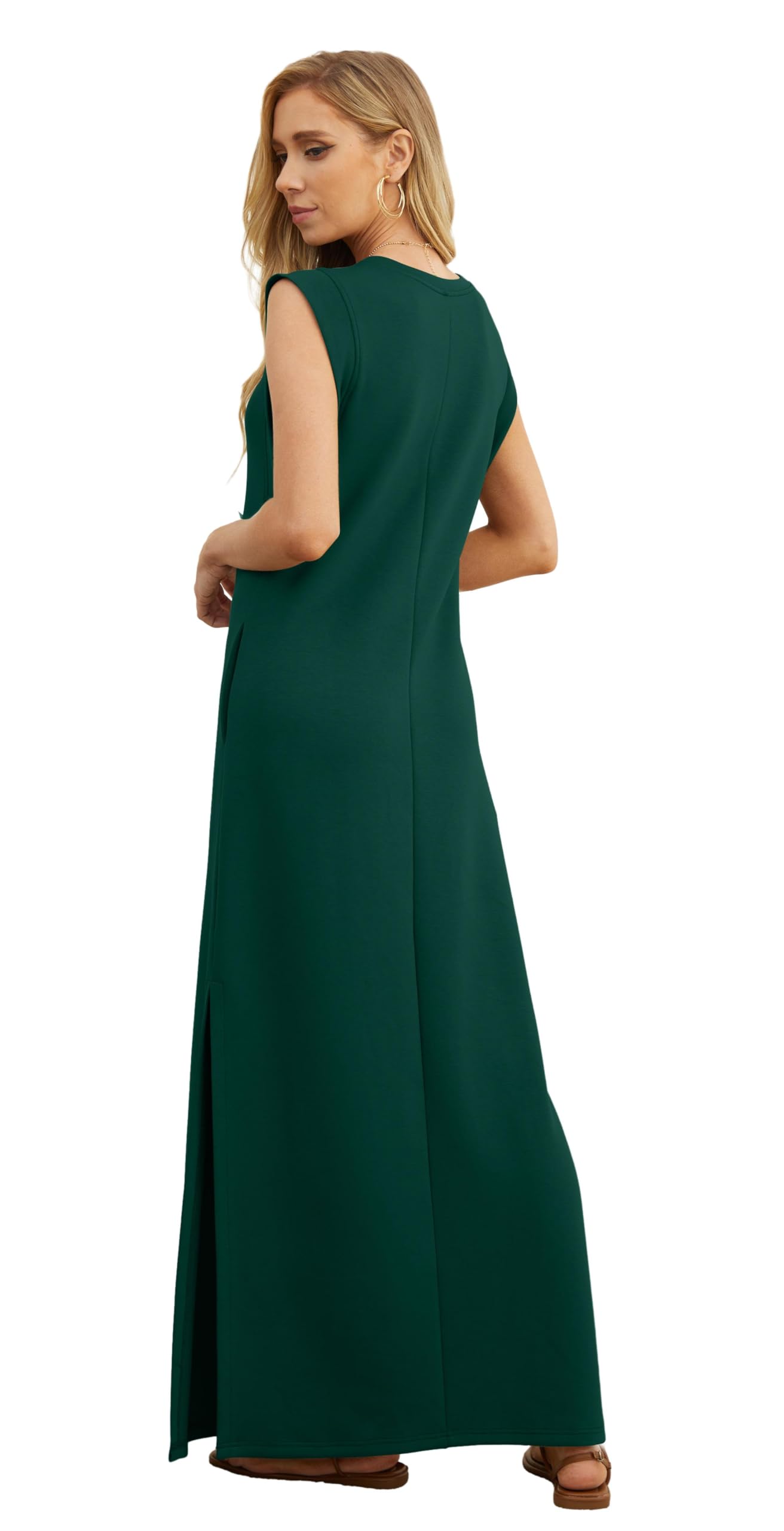 Foto 5 | Vestido Largo Grecerelle Para Mujer, Casual, De Verano, Verde Oscuro - Venta Internacional.