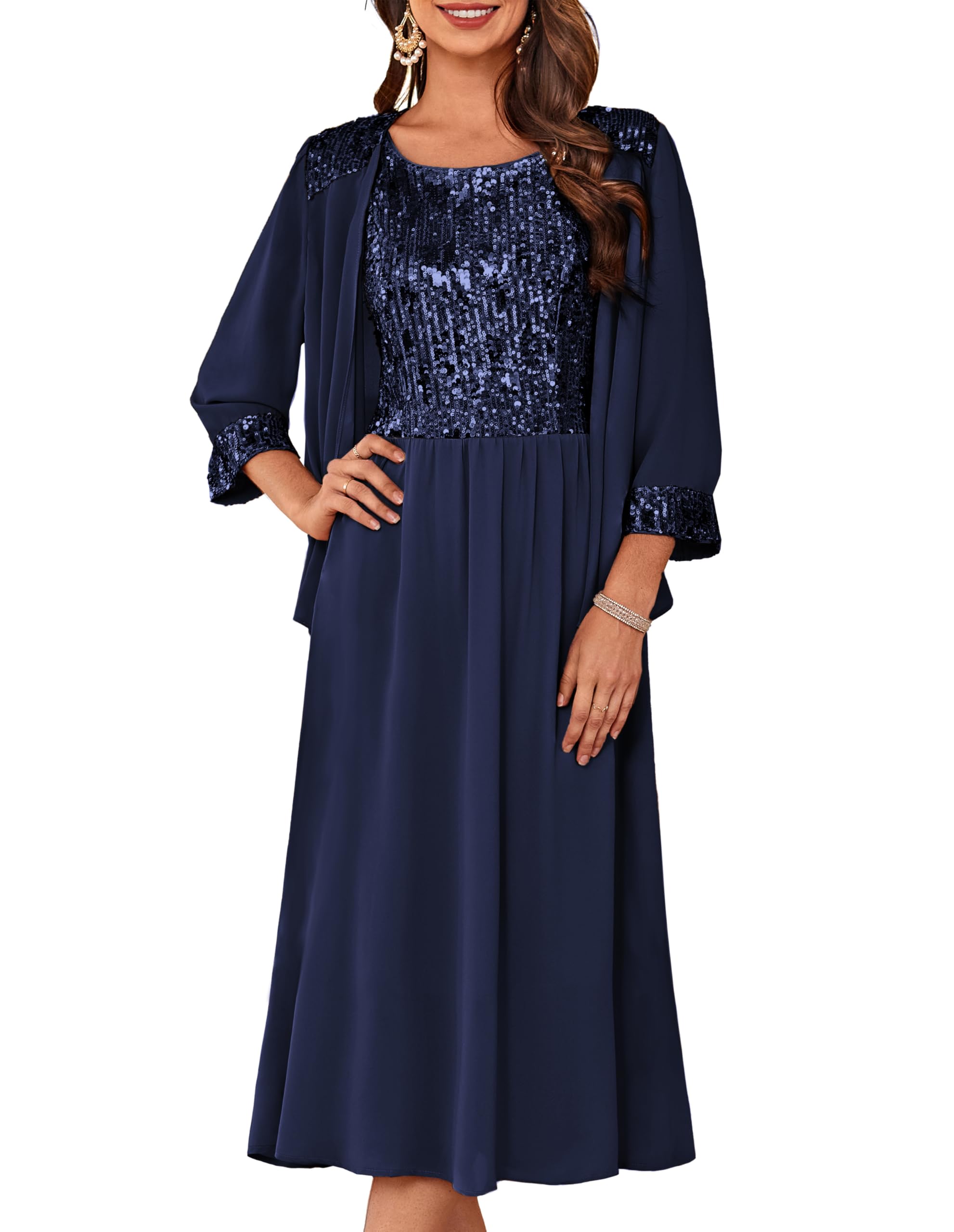 Foto 2 pulgar | Vestido Grace Karin Para La Madre De La Novia, Lentejuelas, Azul Marino, S - Venta Internacional.
