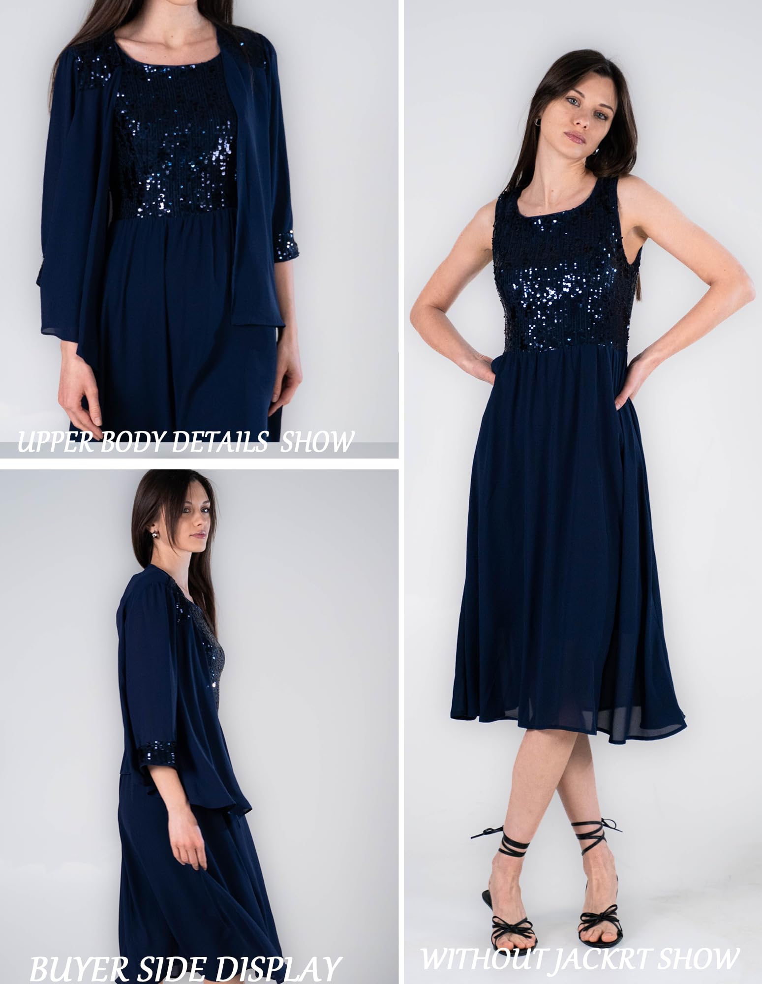 Foto 3 pulgar | Vestido Grace Karin Para La Madre De La Novia, Lentejuelas, Azul Marino, S - Venta Internacional.