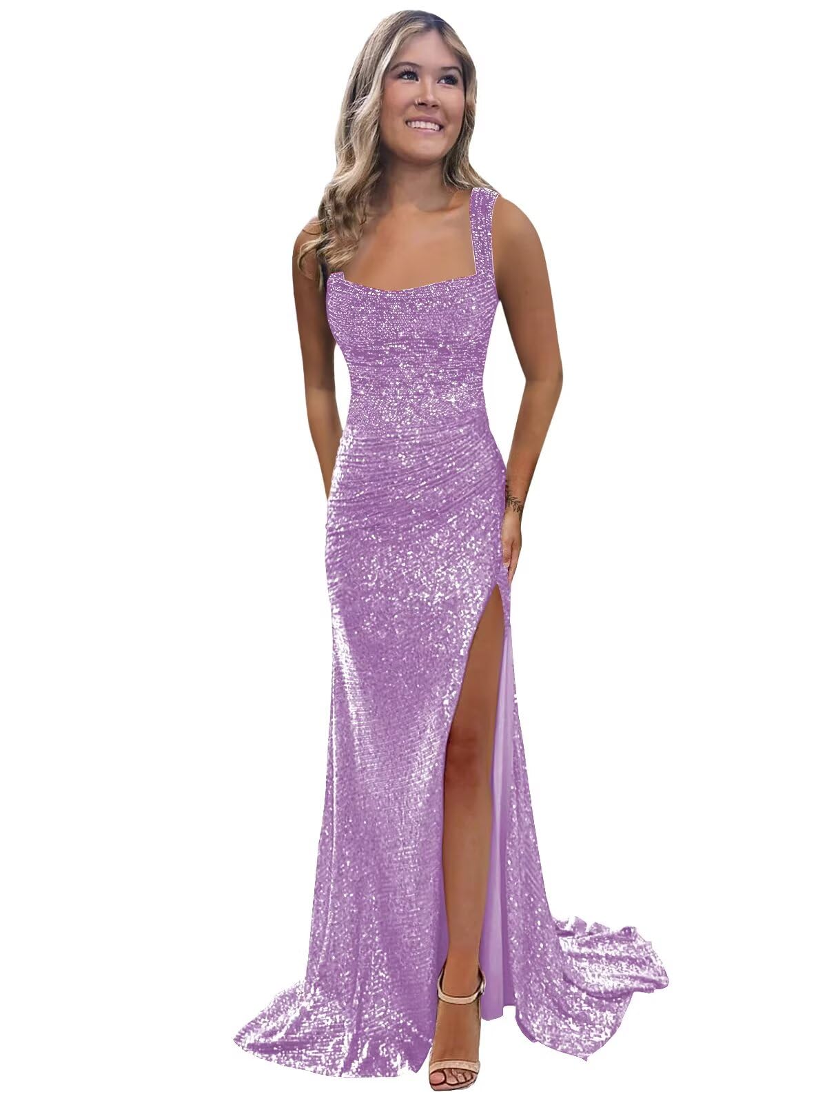 Foto 2 pulgar | Vestido De Fiesta Bolensye 2025 Con Diseño De Sirena, Lentejuelas, Lila, Talla 4, Para Mujer - Venta Internacional.