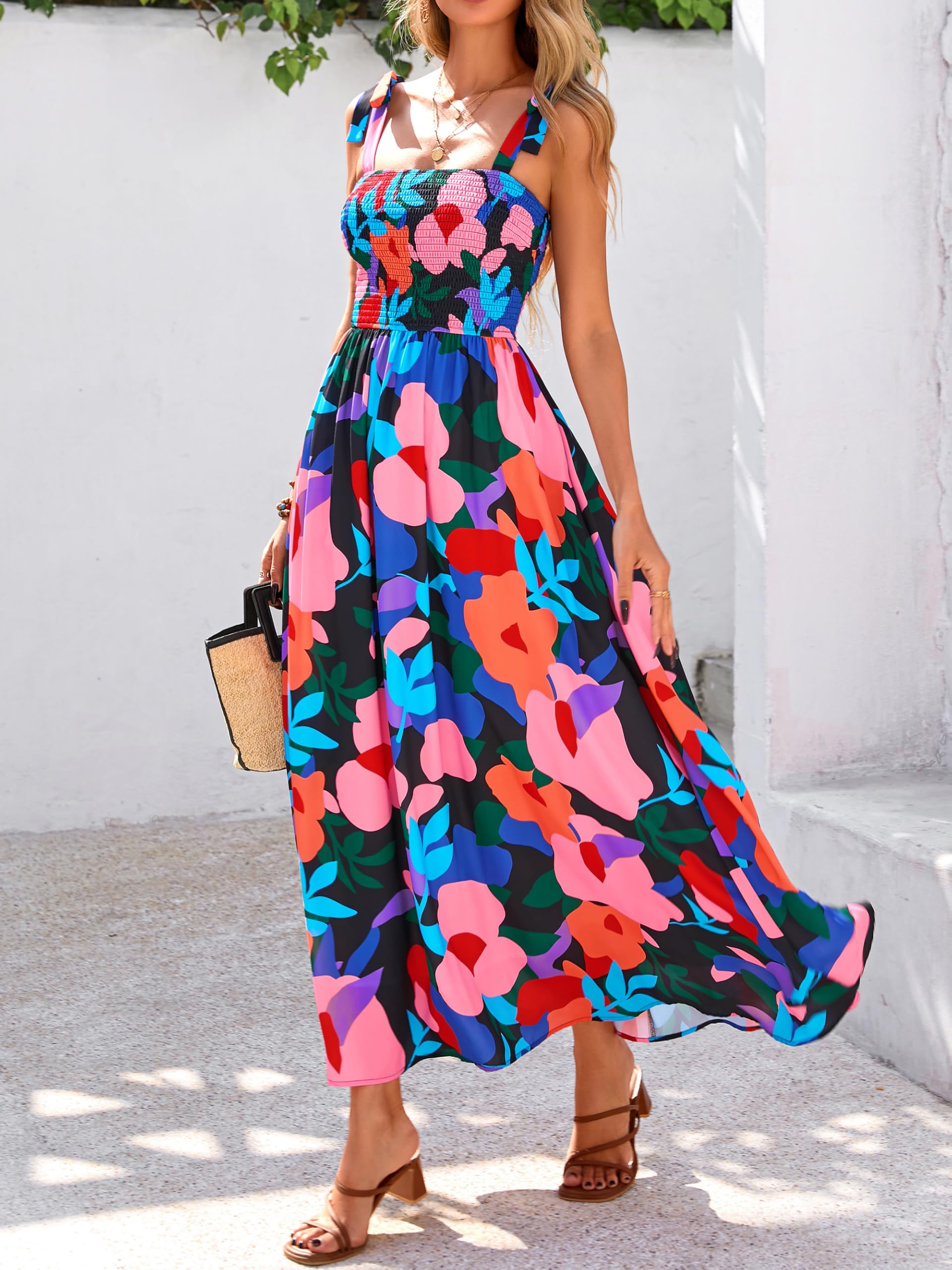 Foto 3 pulgar | Vestido De Verano Prettygarden Maxi Floral Sin Mangas Para Mujer - Venta Internacional.