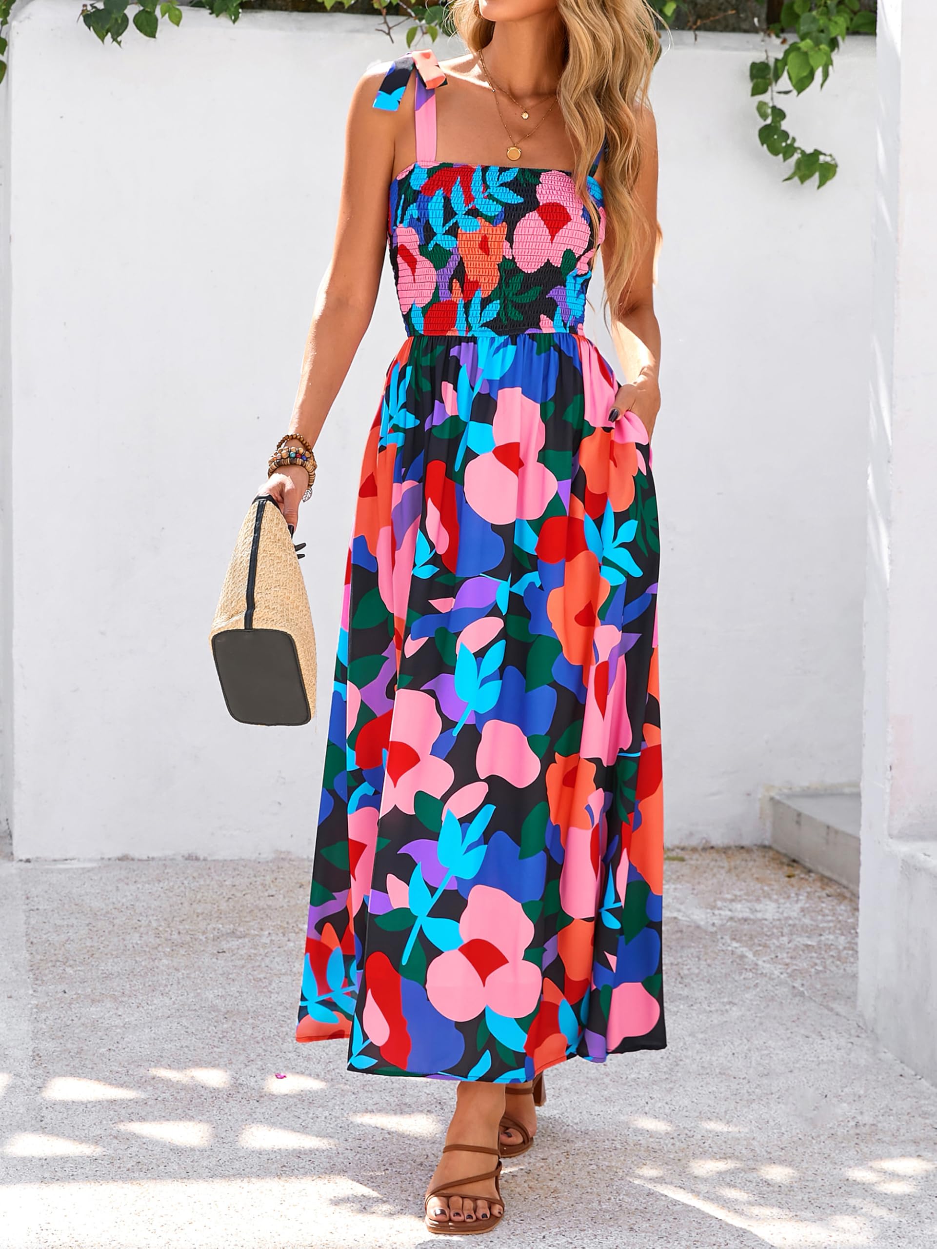 Foto 4 pulgar | Vestido De Verano Prettygarden Maxi Floral Sin Mangas Para Mujer - Venta Internacional.