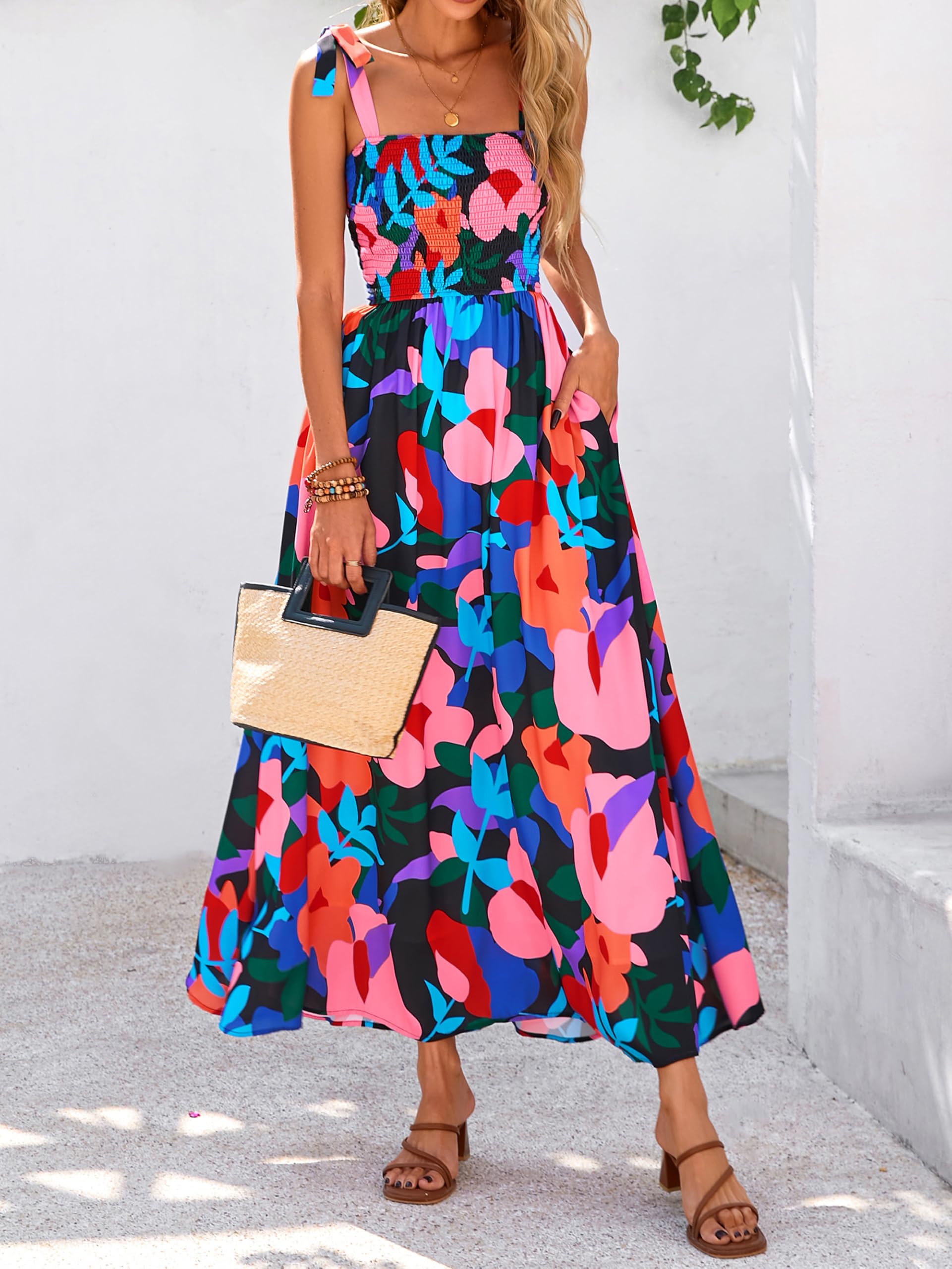 Foto 5 pulgar | Vestido De Verano Prettygarden Maxi Floral Sin Mangas Para Mujer - Venta Internacional.