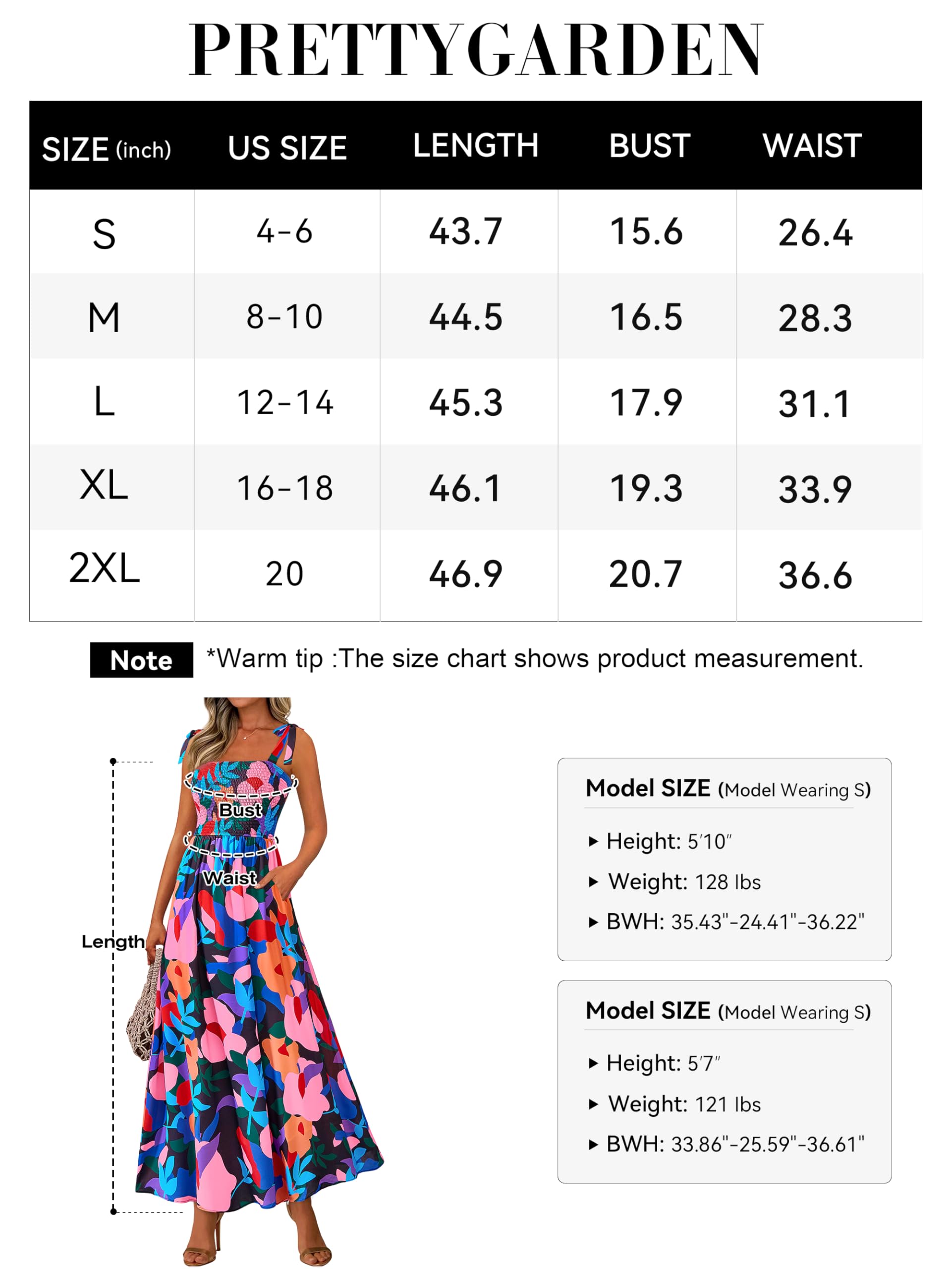 Foto 7 pulgar | Vestido De Verano Prettygarden Maxi Floral Sin Mangas Para Mujer - Venta Internacional.