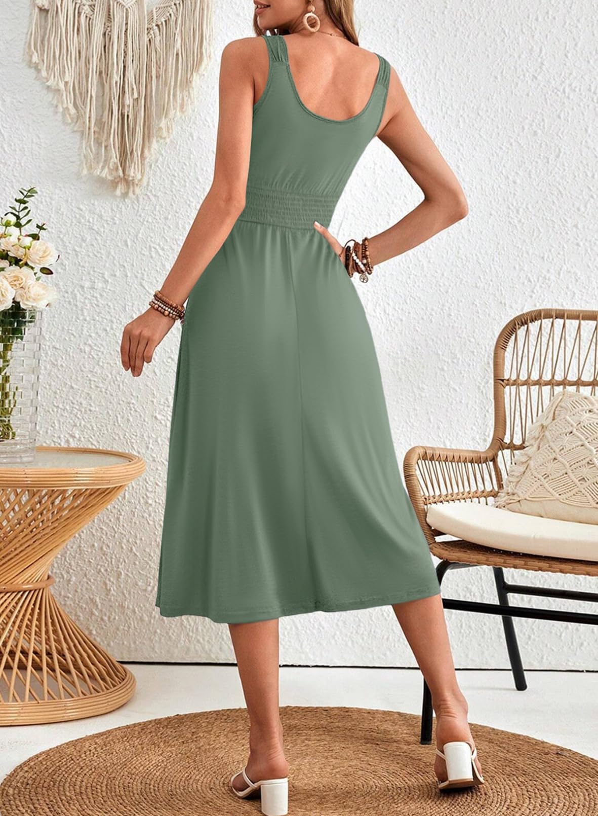 Foto 3 pulgar | Vestido Dokotoo Sin Mangas Para Mujer Summer Mist Green - Venta Internacional.