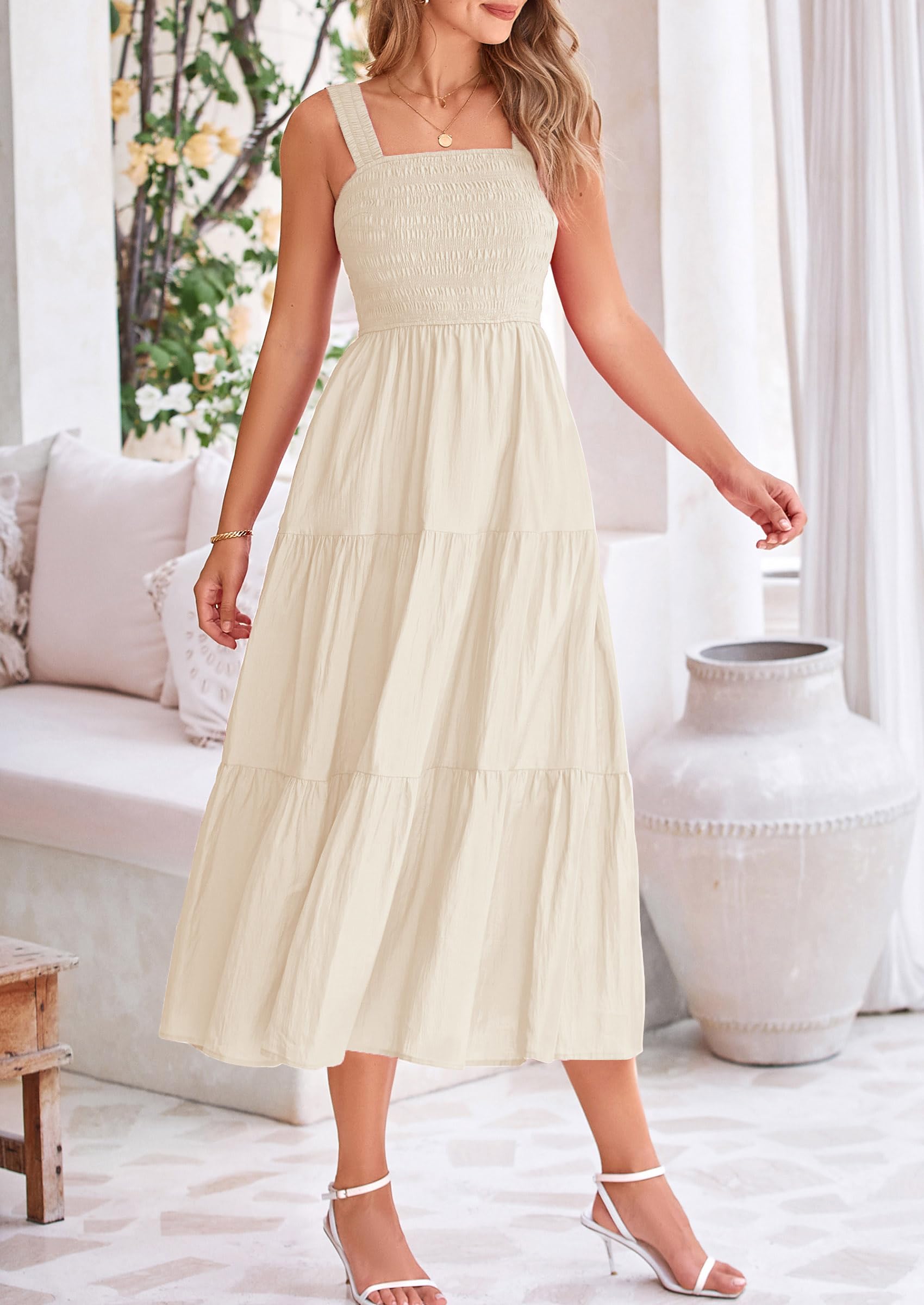 Foto 5 pulgar | Vestido Prettygarden Para Mujer, A Media Pierna, Para Verano, Color Albaricoque, Talla Xxl - Venta Internacional.