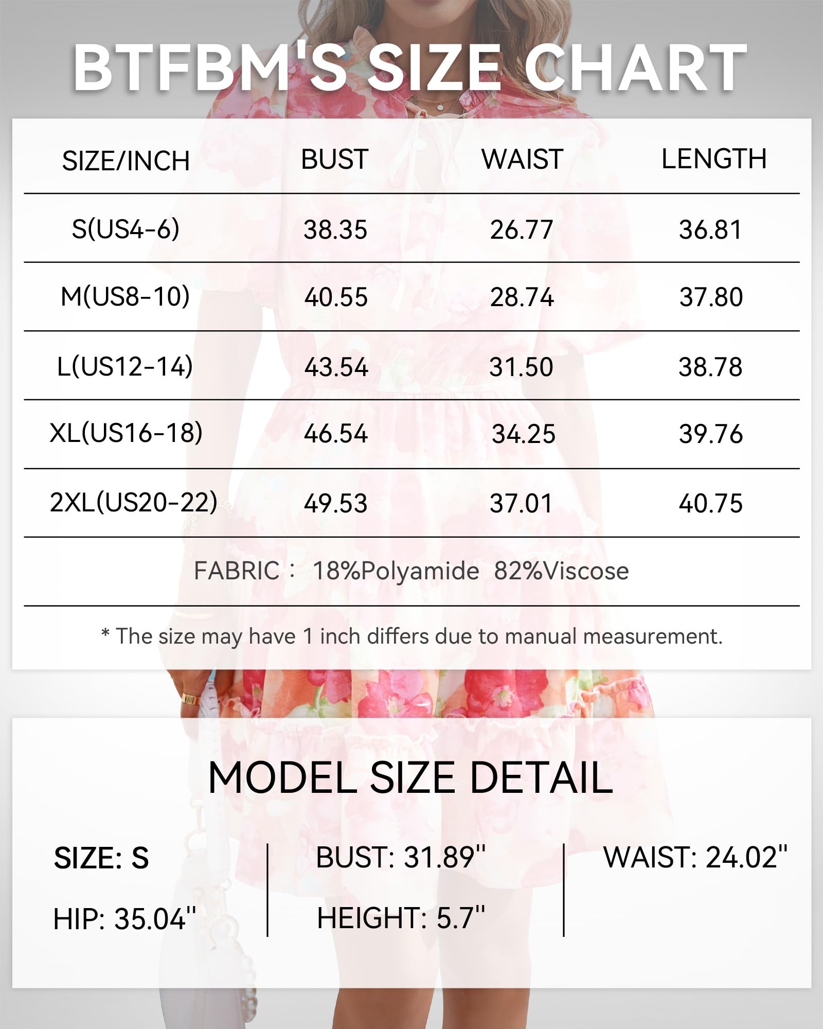 Foto 7 pulgar | Vestido Btfbm Para Mujer, Estampado Floral, Cuello En V, Manga Corta, Volantes - Venta Internacional.