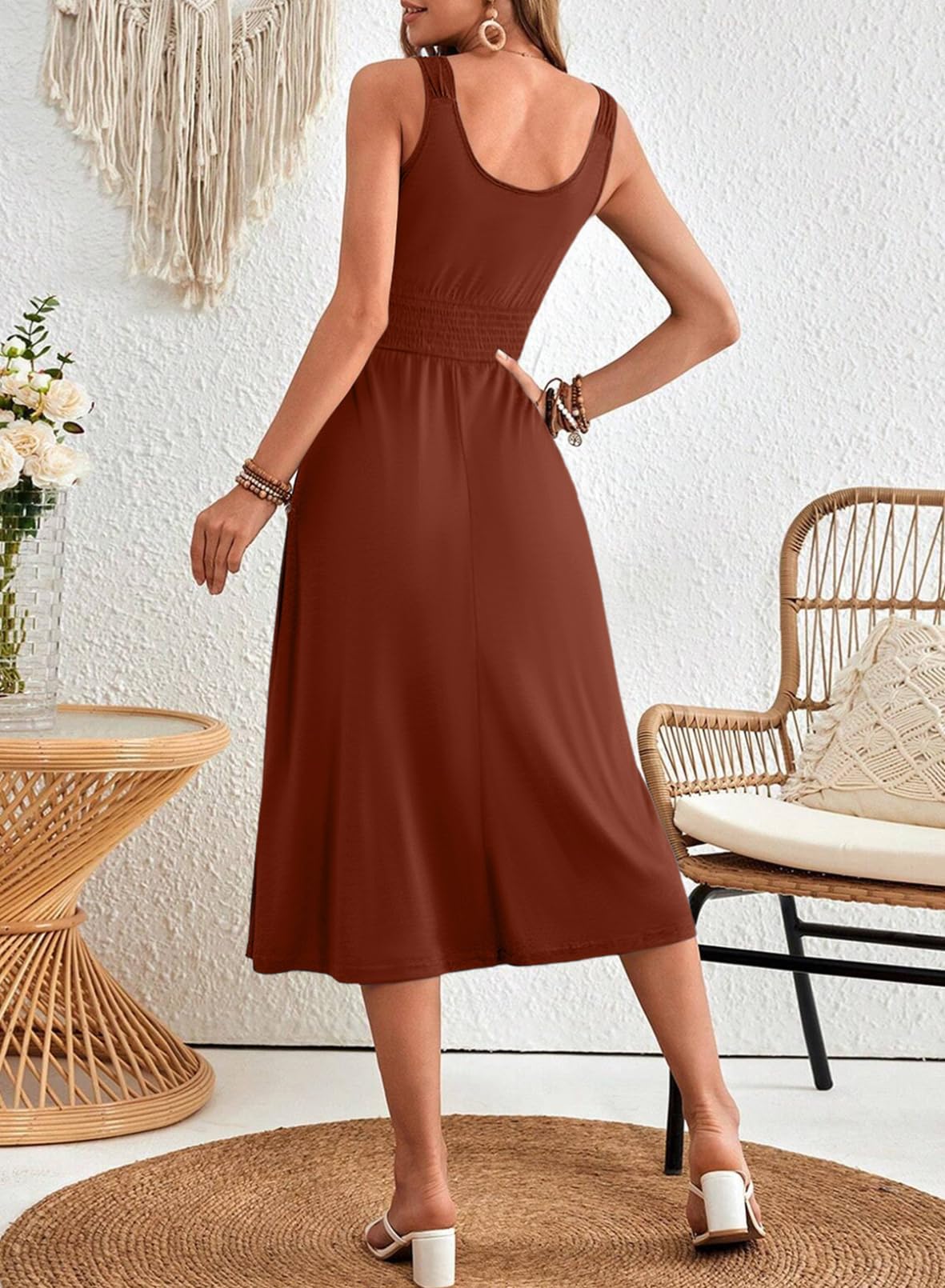 Foto 3 pulgar | Vestido Dokotoo Sun Para Mujer 2025 Primavera-verano Marrón - Venta Internacional.