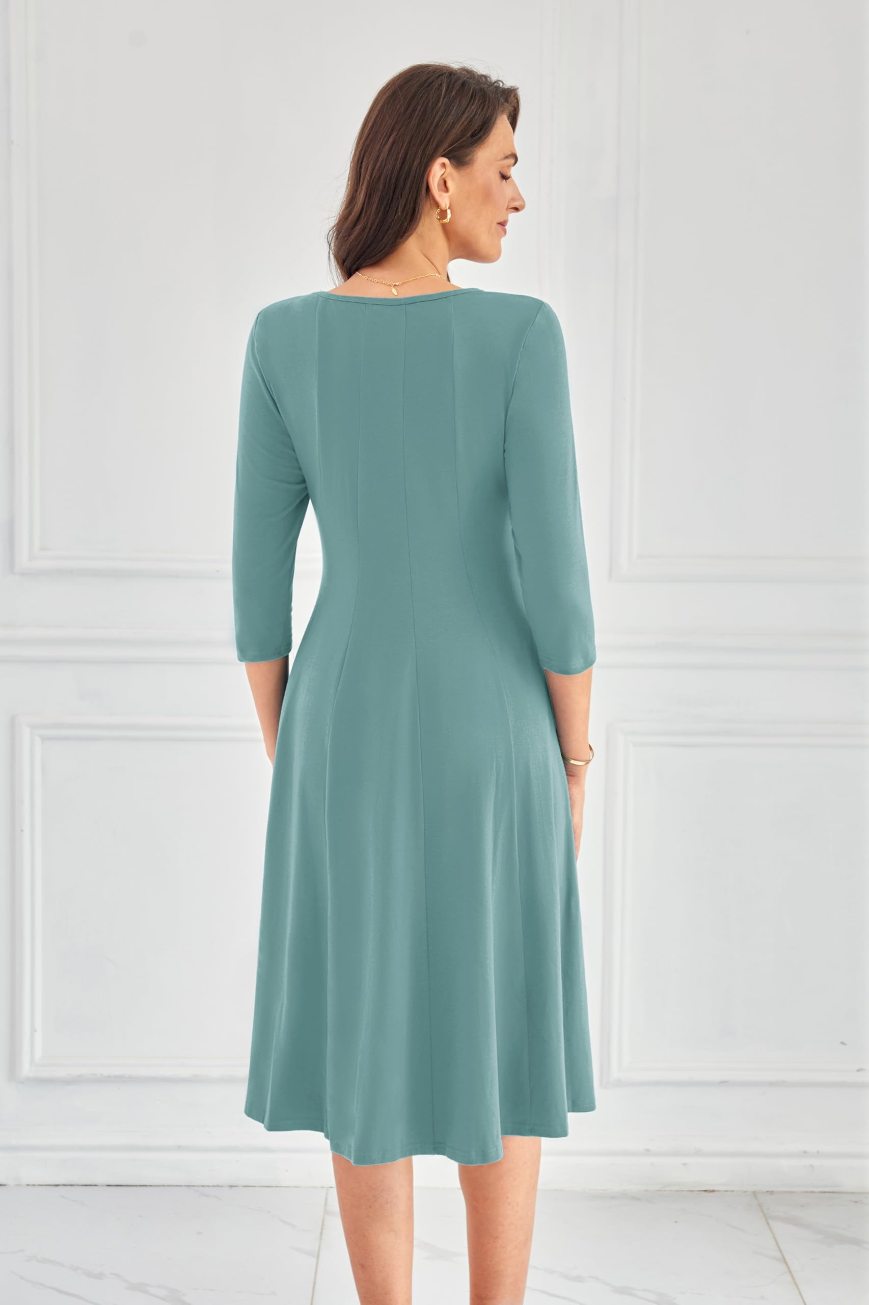 Foto 4 | Vestido Grace Karin 2025 De Algodón Plisado Fluido, Manga 3/4, Línea A - Venta Internacional.