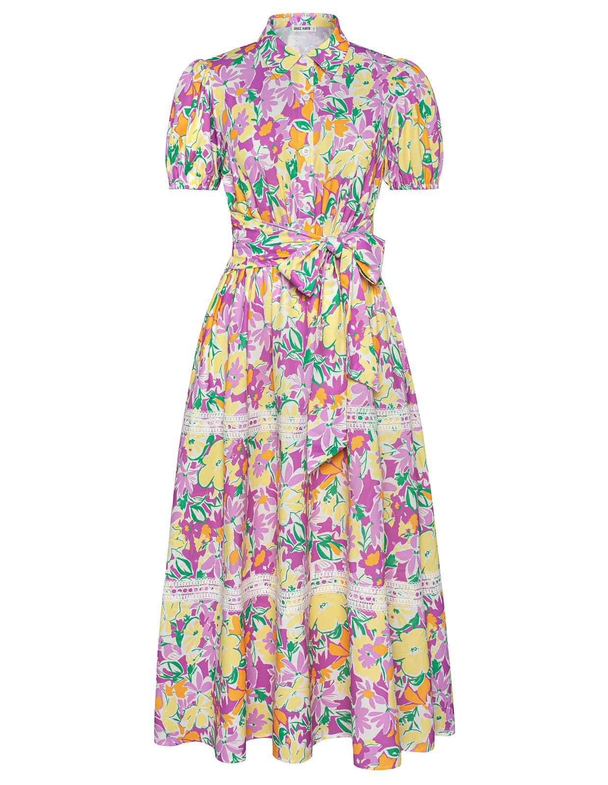 Foto 2 pulgar | Vestido Grace Karin 2025 De Verano Con Estampado Floral Fluido En Forma De A, Maxi Morado - Venta Internacional.