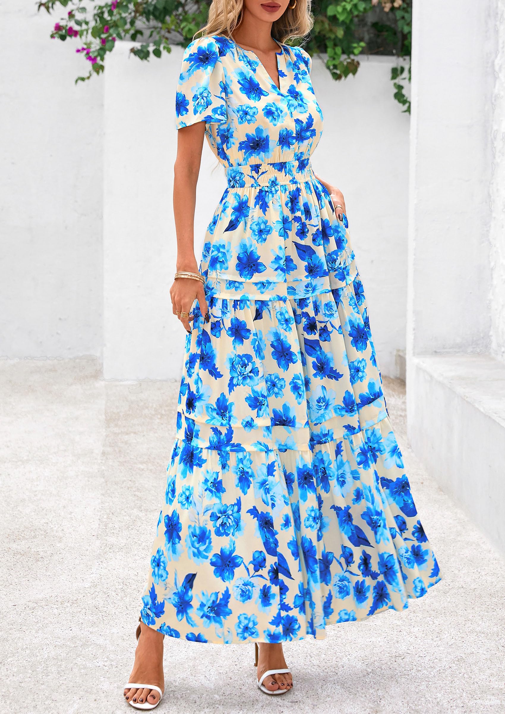 Foto 4 pulgar | Vestido Largo Prettygarden Para Mujer Con Estampado Floral Bohemio De Verano De 2025 - Venta Internacional.