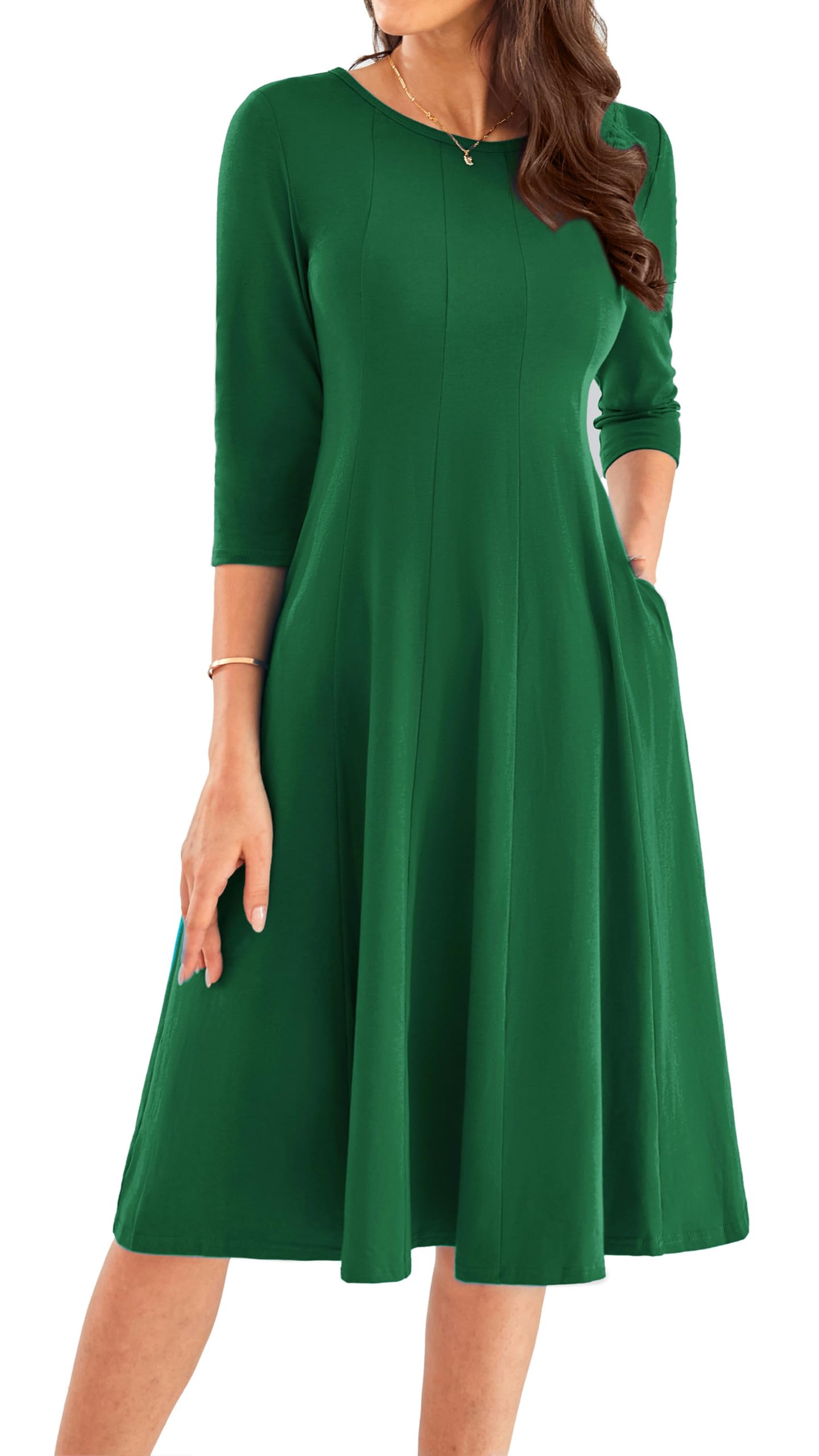 Vestido Midi Grace Karin 2025, Casual, Holgado, De Primavera, Verde Oscuro - Venta Internacional.