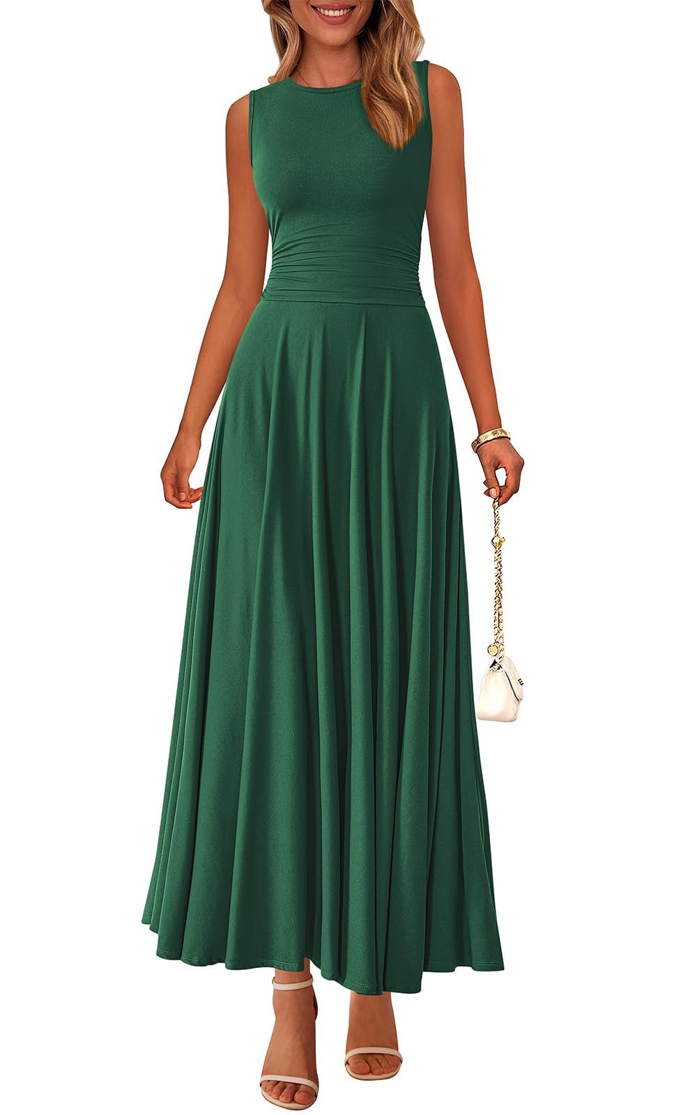 Foto 2 pulgar | Vestido Prettygarden Para Mujer, Primavera 2025, Sin Mangas, Maxi, Verde Oscuro - Venta Internacional.