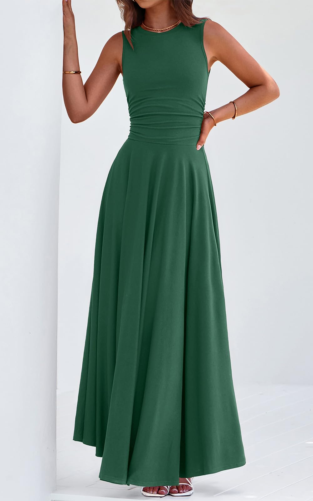 Foto 4 pulgar | Vestido Prettygarden Para Mujer, Primavera 2025, Sin Mangas, Maxi, Verde Oscuro - Venta Internacional.