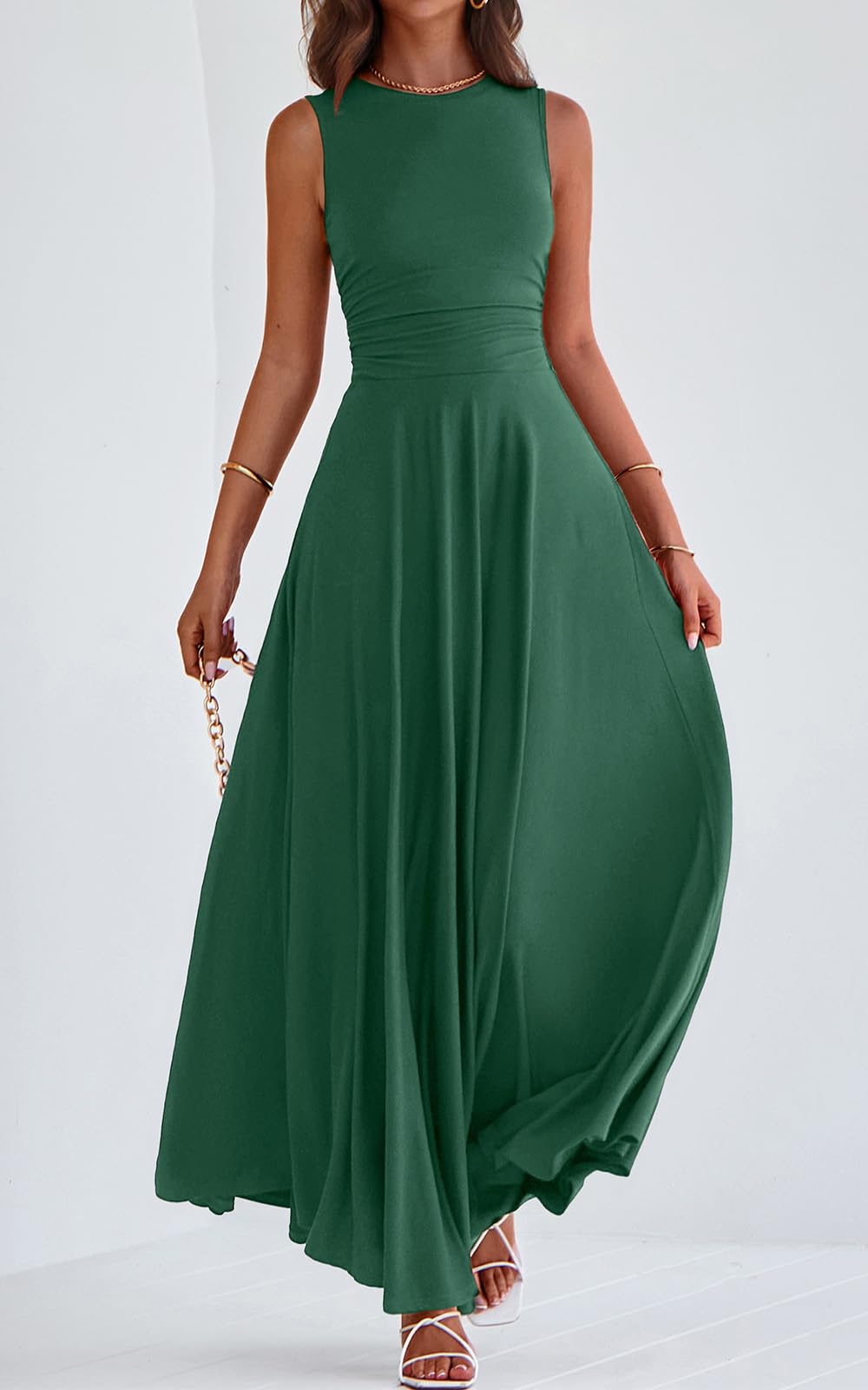 Foto 5 pulgar | Vestido Prettygarden Para Mujer, Primavera 2025, Sin Mangas, Maxi, Verde Oscuro - Venta Internacional.