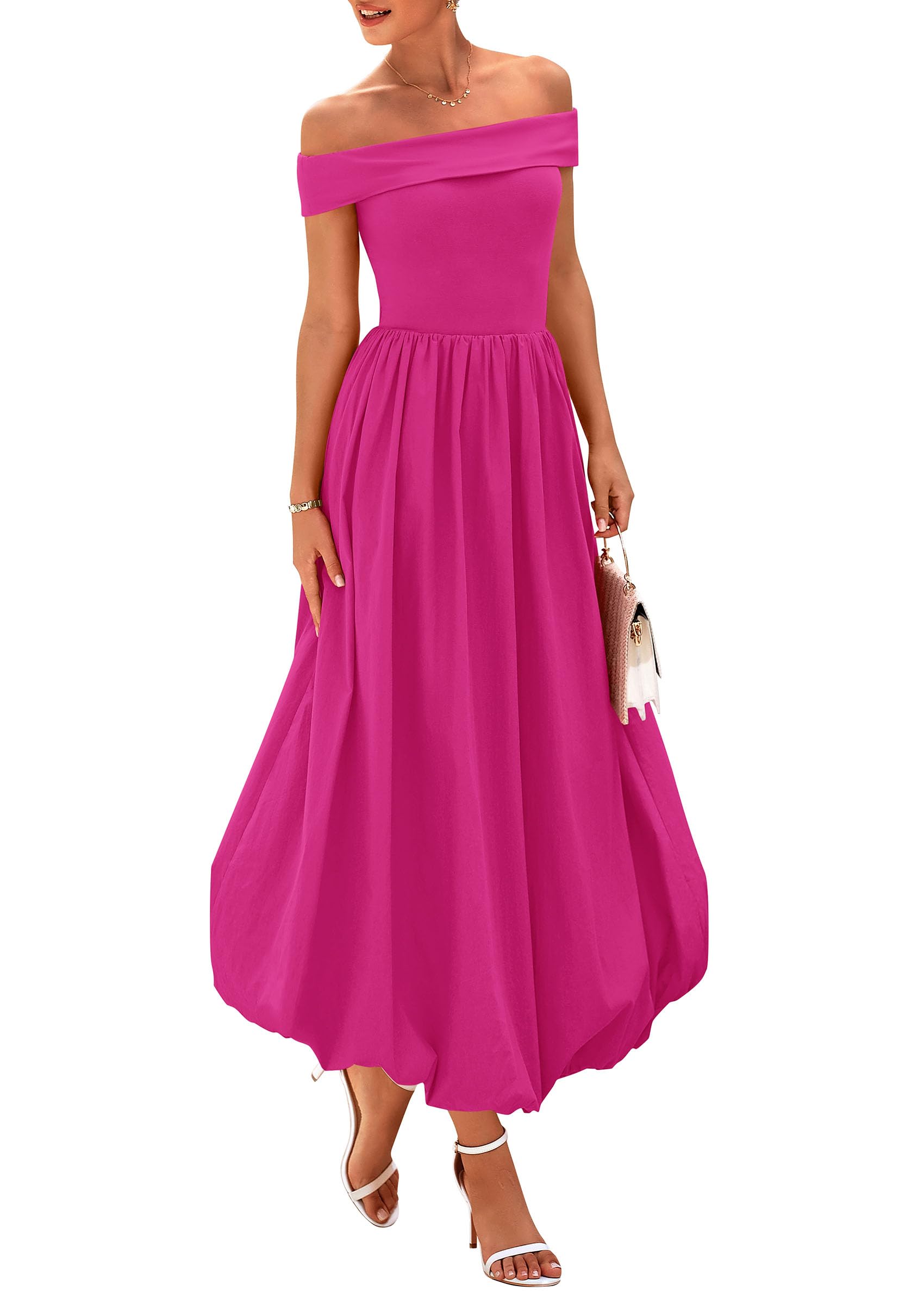 Vestido Prettygarden De Verano Para Mujer, Con Hombros Descubiertos, Línea A, Rojo - Venta Internacional.