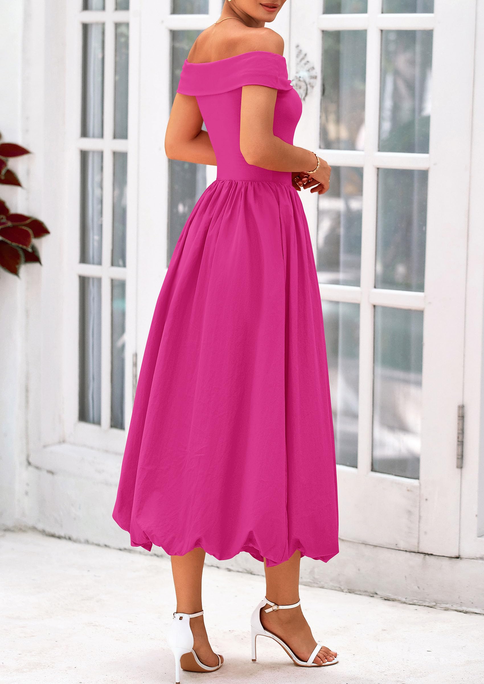 Foto 3 pulgar | Vestido Prettygarden De Verano Para Mujer, Con Hombros Descubiertos, Línea A, Rojo - Venta Internacional.