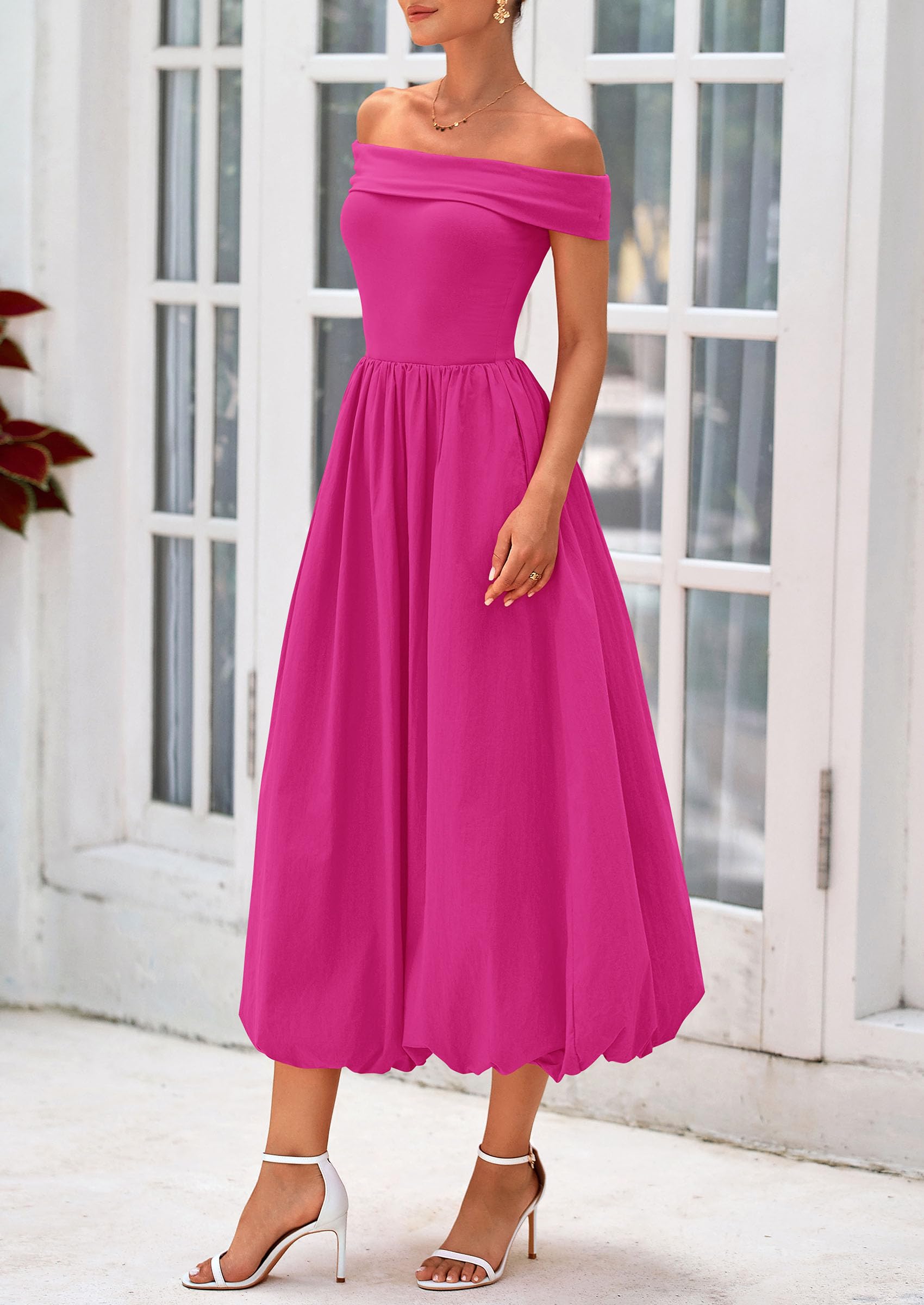 Foto 8 pulgar | Vestido Prettygarden De Verano Para Mujer, Con Hombros Descubiertos, Línea A, Rojo - Venta Internacional.