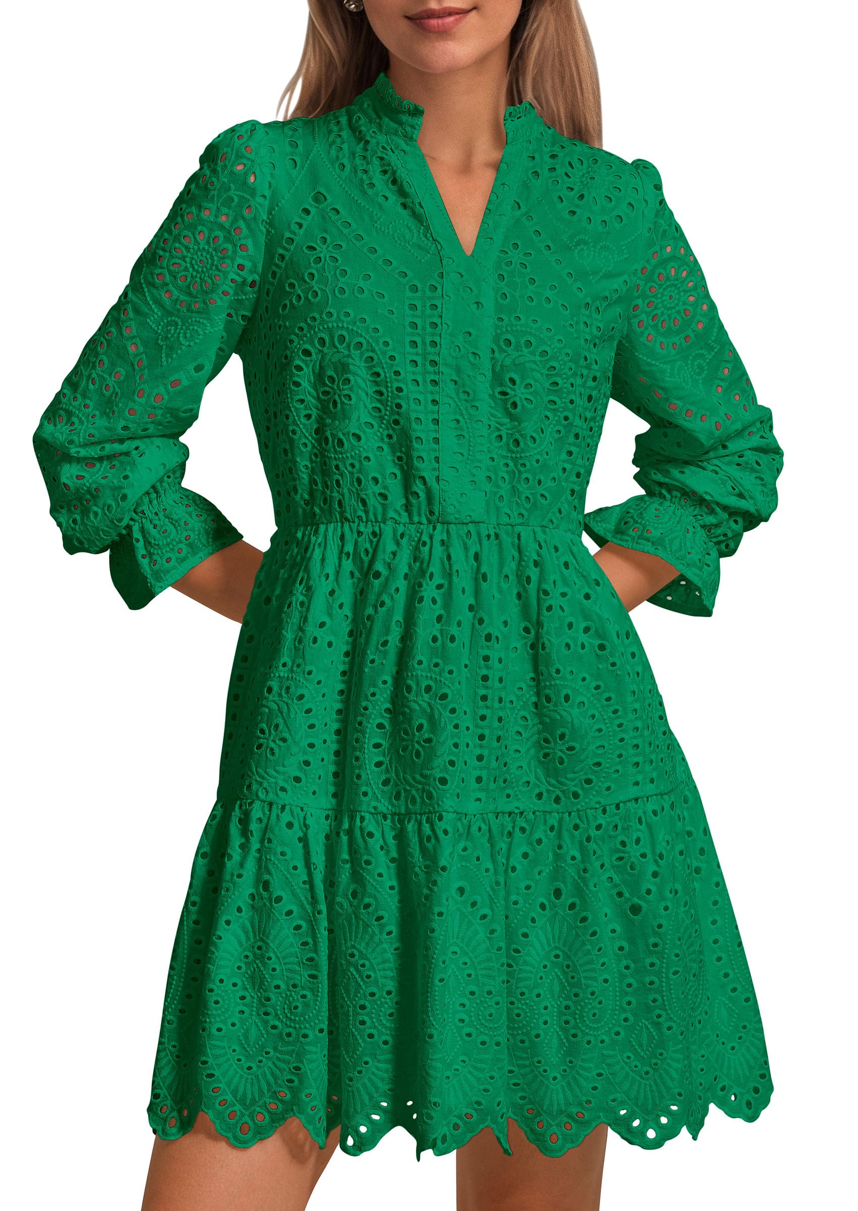 Vestido Prettygarden Para Mujer, Primavera 2025, Manga Larga, Cuello En V - Venta Internacional.