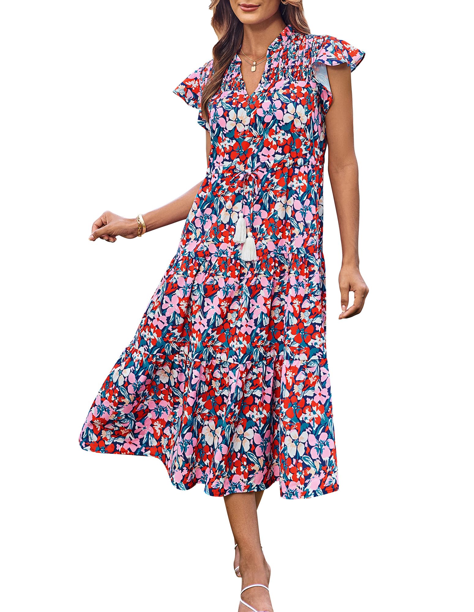 Foto 2 pulgar | Vestido Grace Karin Con Estampado Floral En A Y Manga Corta Para Mujer - Venta Internacional.
