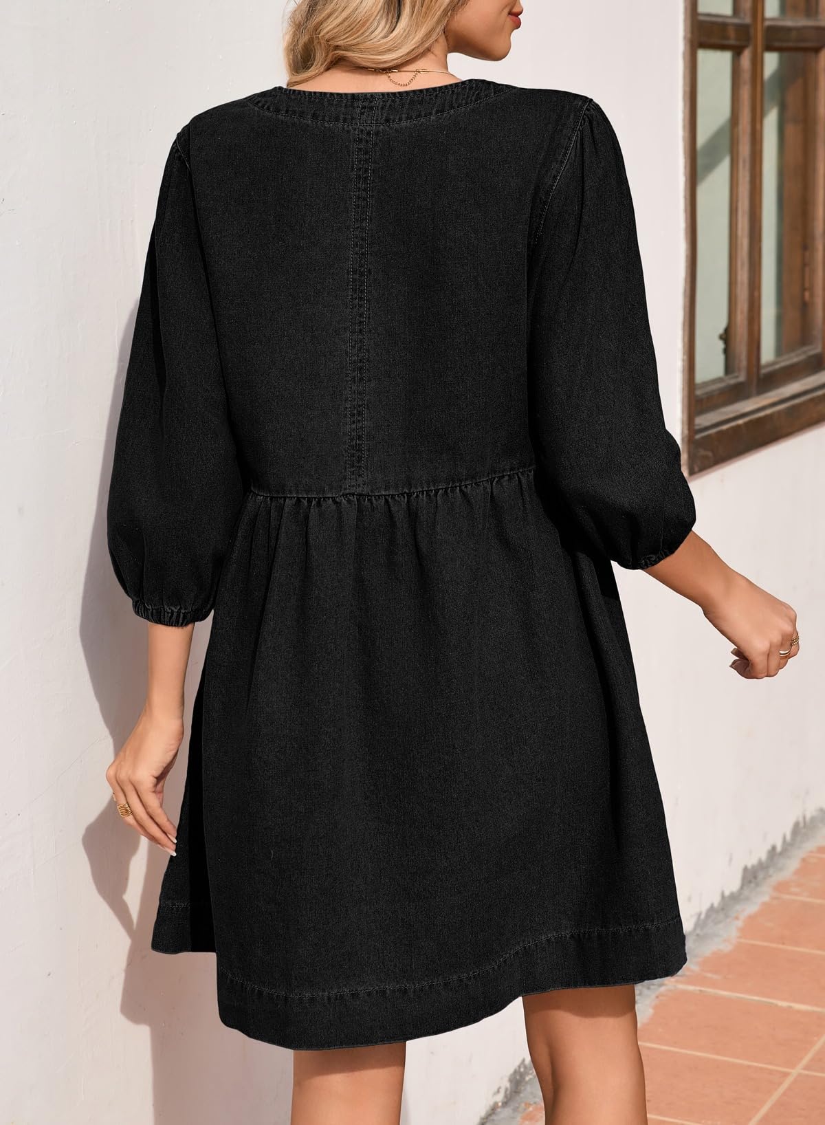 Foto 3 pulgar | Vestido Vaquero Sidefeel Primavera/verano Con Manga 3/4 Para Mujer - Venta Internacional.