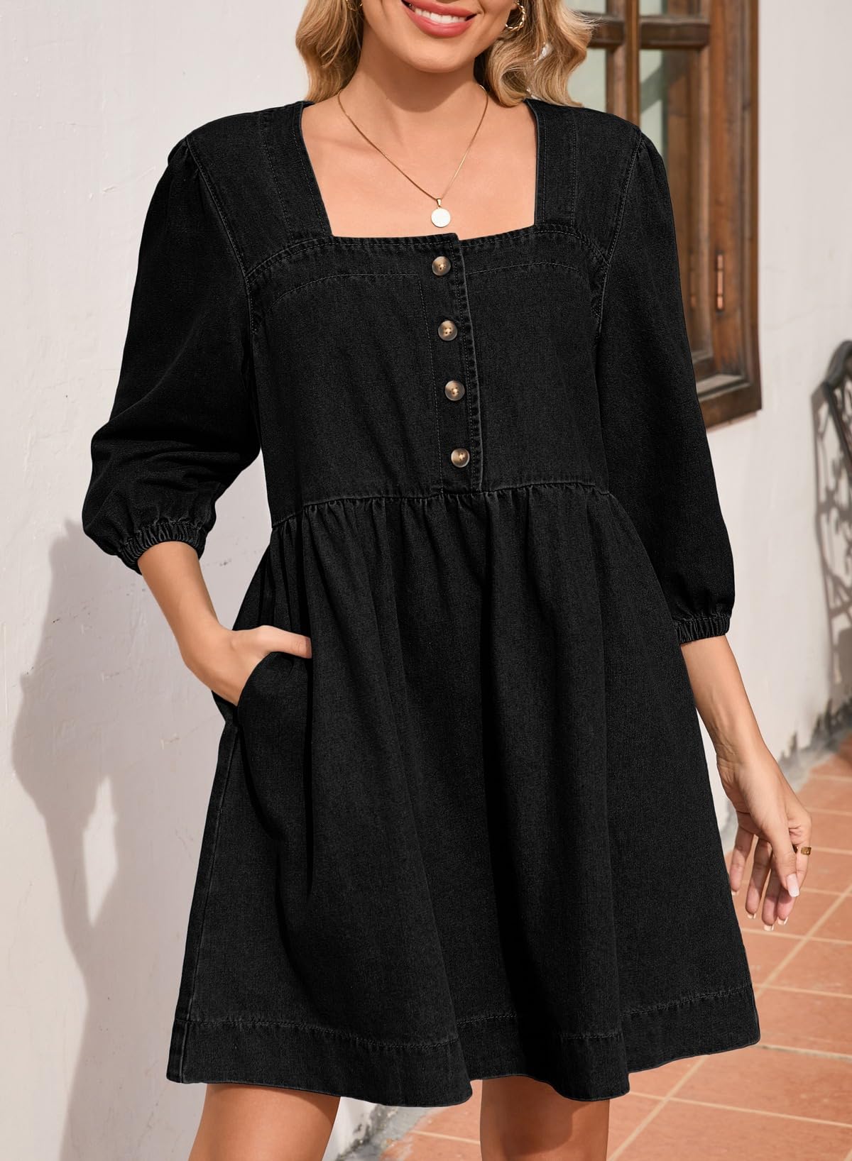 Foto 5 pulgar | Vestido Vaquero Sidefeel Primavera/verano Con Manga 3/4 Para Mujer - Venta Internacional.
