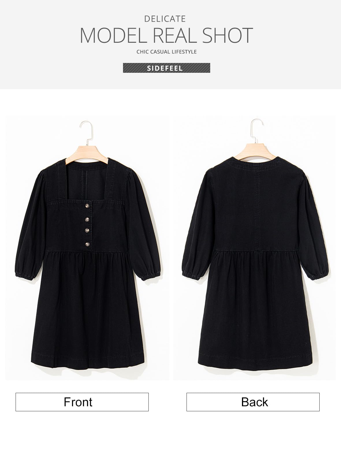 Foto 7 | Vestido Vaquero Sidefeel Primavera/verano Con Manga 3/4 Para Mujer - Venta Internacional.