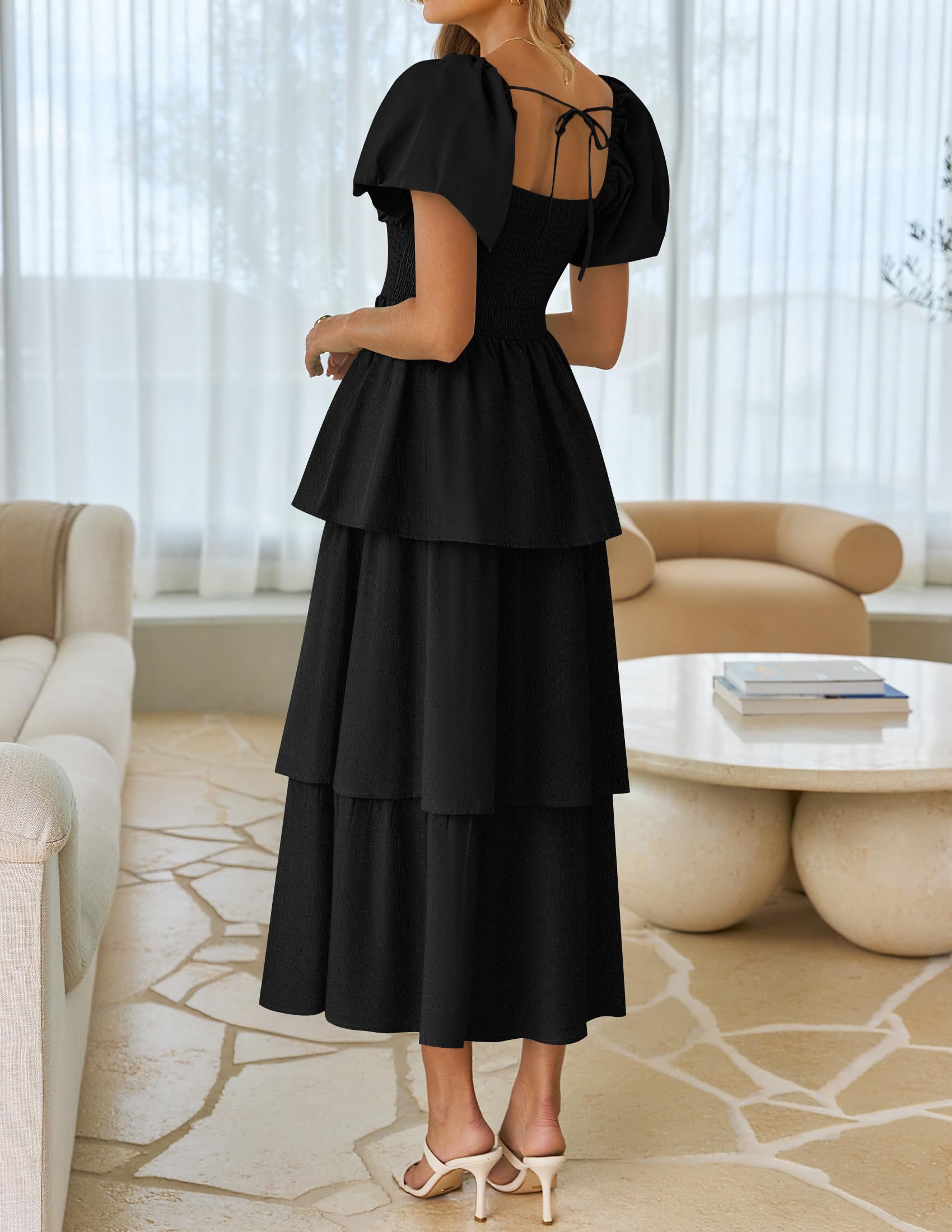 Foto 5 pulgar | Vestido Zesica 2025 Summer Boho Midi De Manga Corta Para Mujer - Venta Internacional.