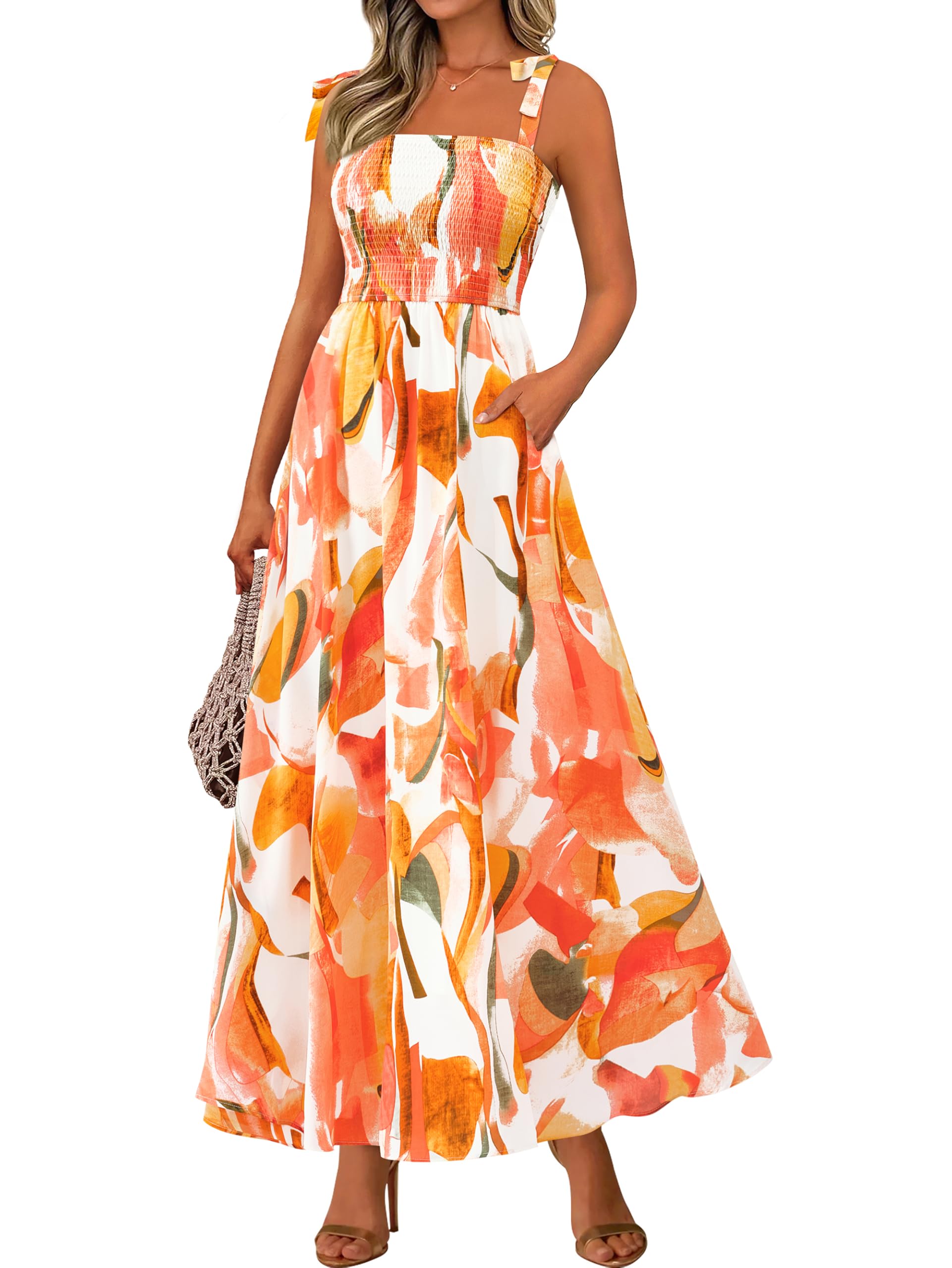 Foto 2 pulgar | Vestido De Verano Prettygarden Floral Sin Mangas Maxi Rosa Xxl - Venta Internacional.
