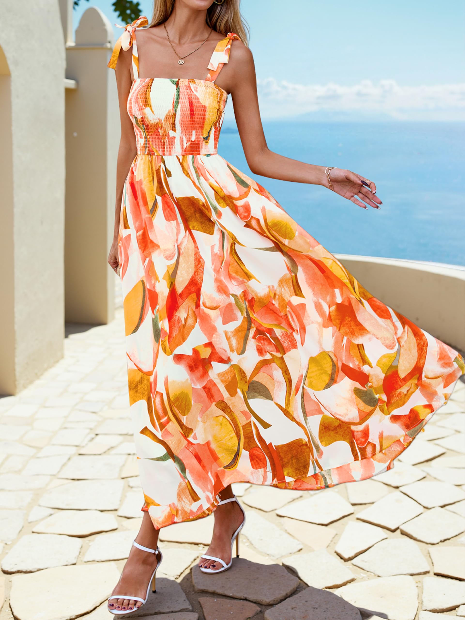Foto 3 pulgar | Vestido De Verano Prettygarden Floral Sin Mangas Maxi Rosa Xxl - Venta Internacional.