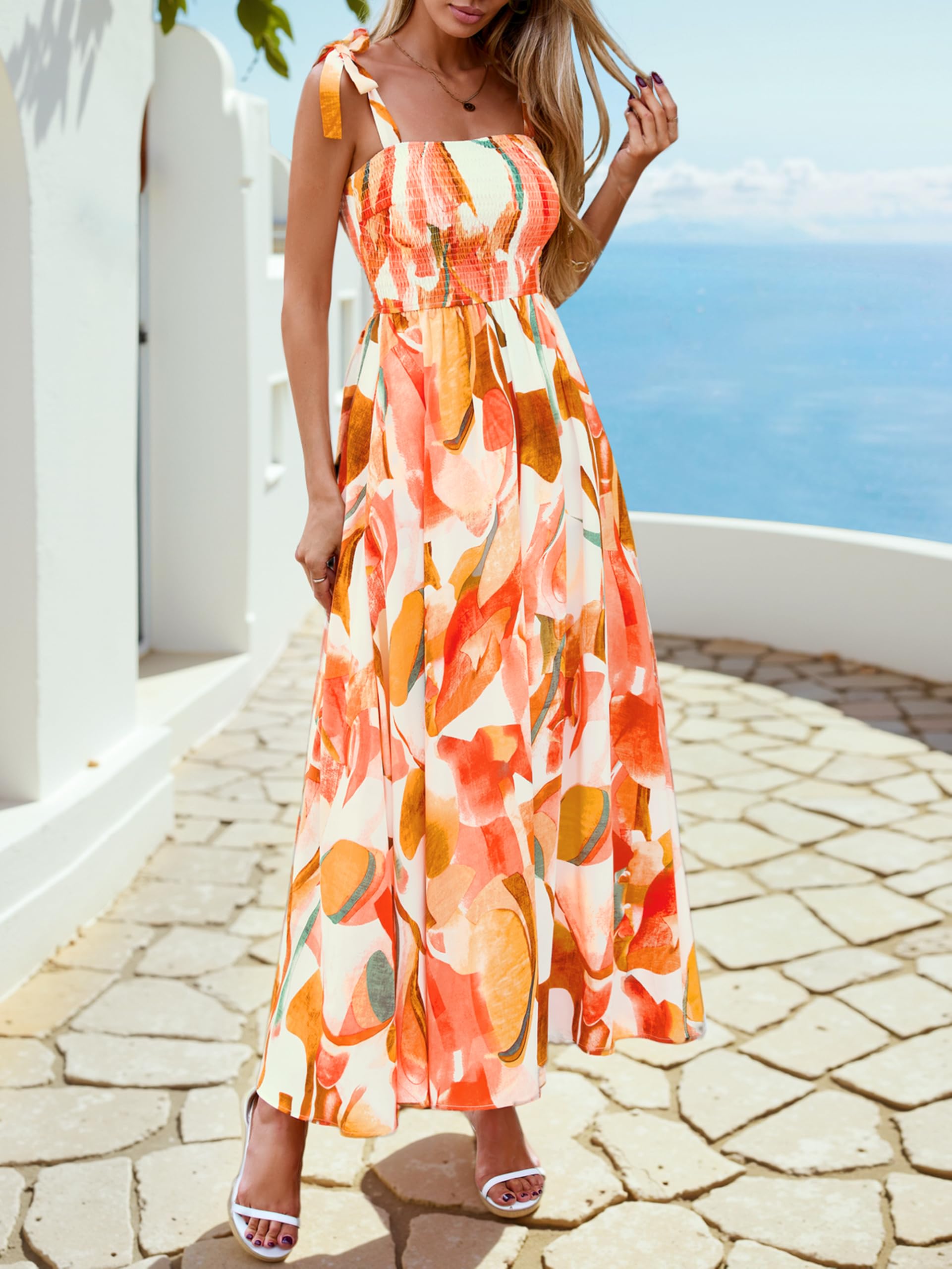 Foto 6 pulgar | Vestido De Verano Prettygarden Floral Sin Mangas Maxi Rosa Xxl - Venta Internacional.