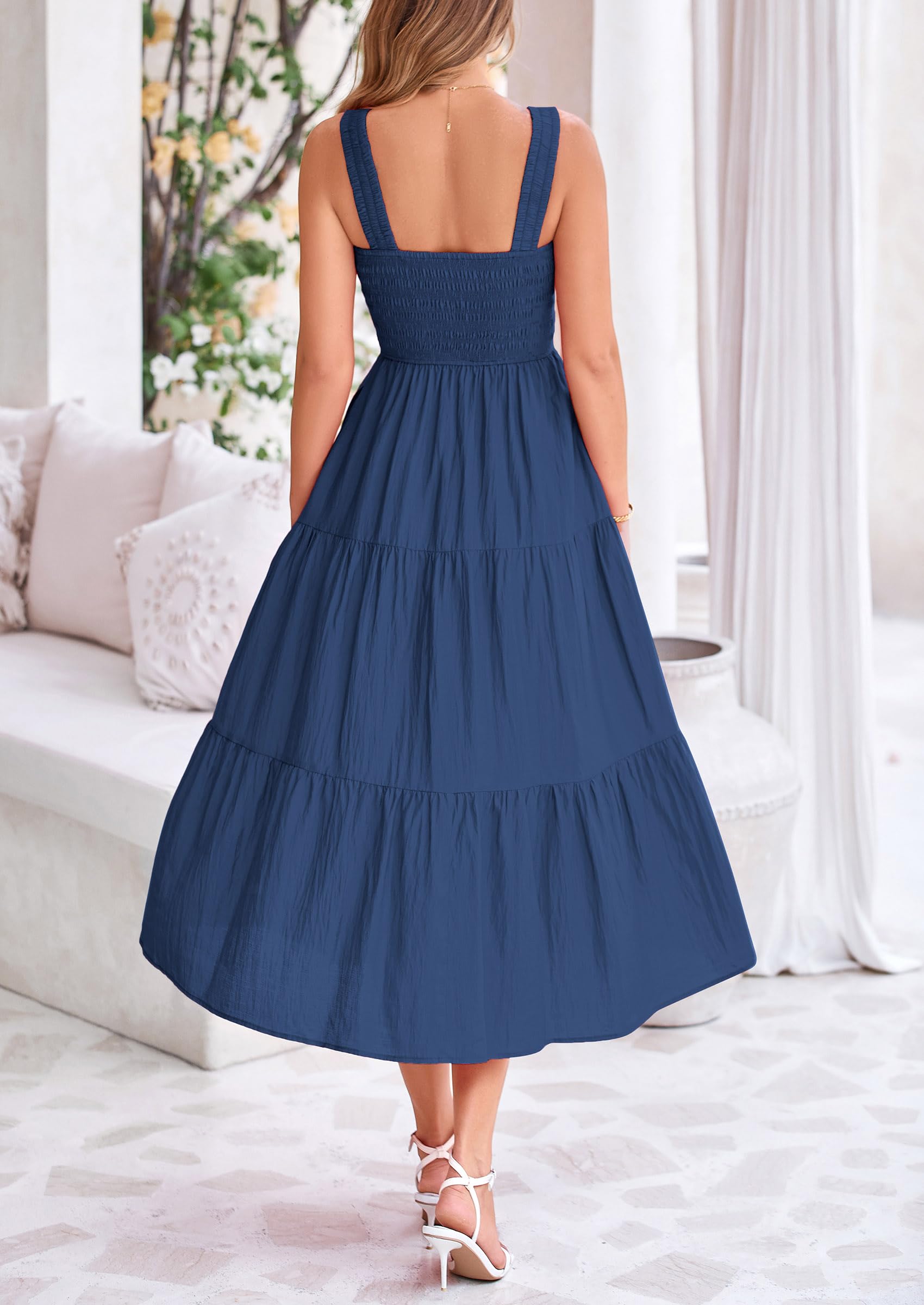 Foto 2 | Vestido Prettygarden Para Mujer, A Media Pierna, Color Azul Oscuro, Talla Xxl - Venta Internacional.