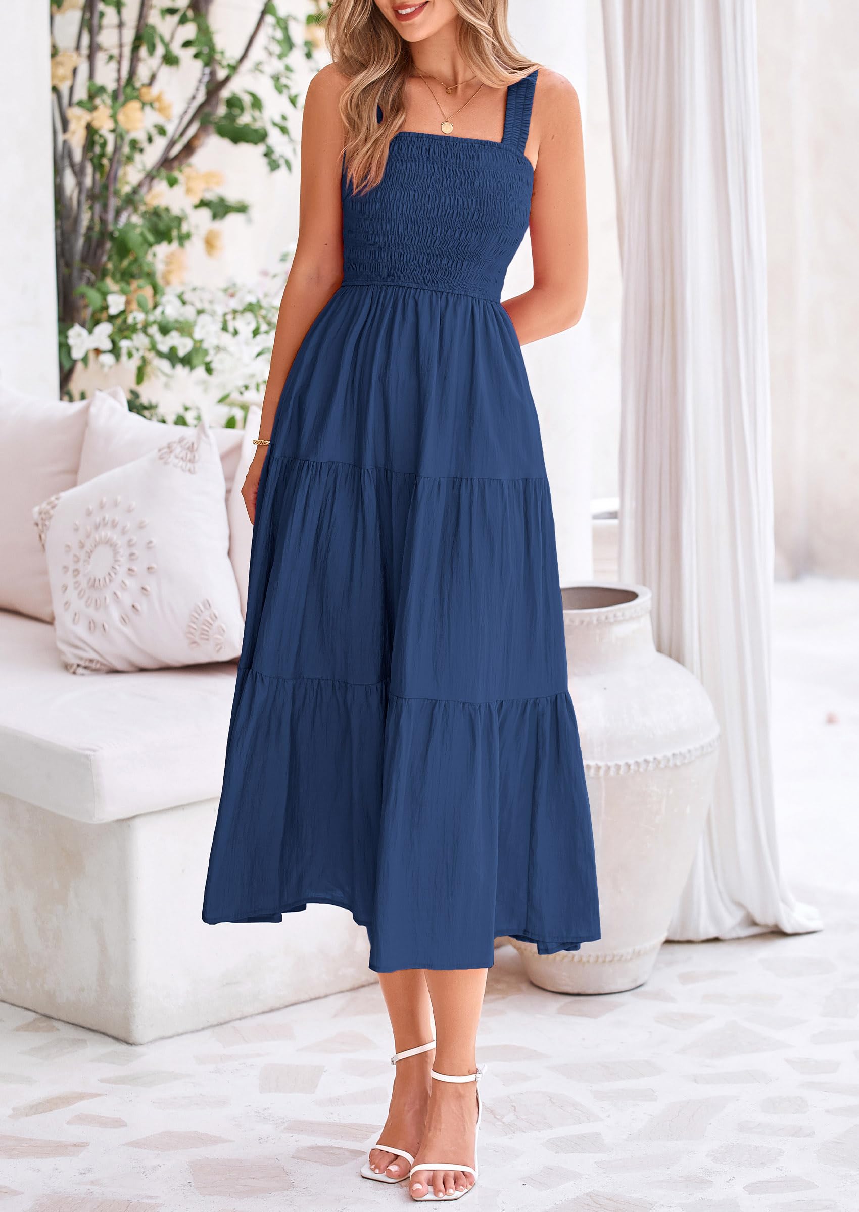 Foto 4 pulgar | Vestido Prettygarden Para Mujer, A Media Pierna, Color Azul Oscuro, Talla Xxl - Venta Internacional.