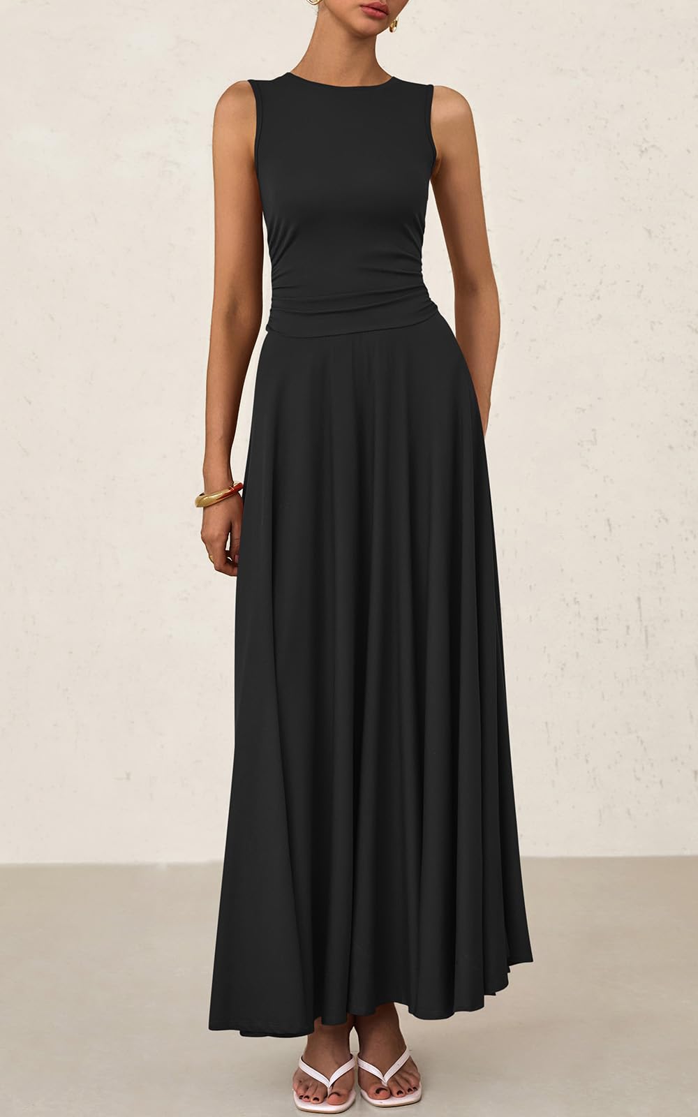 Foto 2 | Vestido Prettygarden Para Mujer, De Primavera, Sin Mangas, Maxi, Negro, Xl - Venta Internacional.