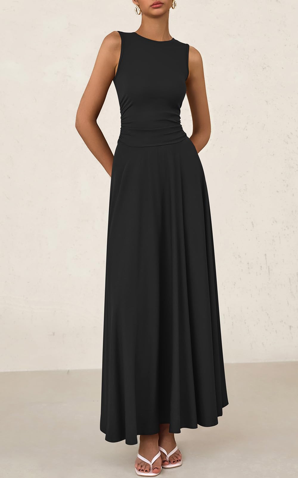 Foto 4 pulgar | Vestido Prettygarden Para Mujer, De Primavera, Sin Mangas, Maxi, Negro, Xl - Venta Internacional.
