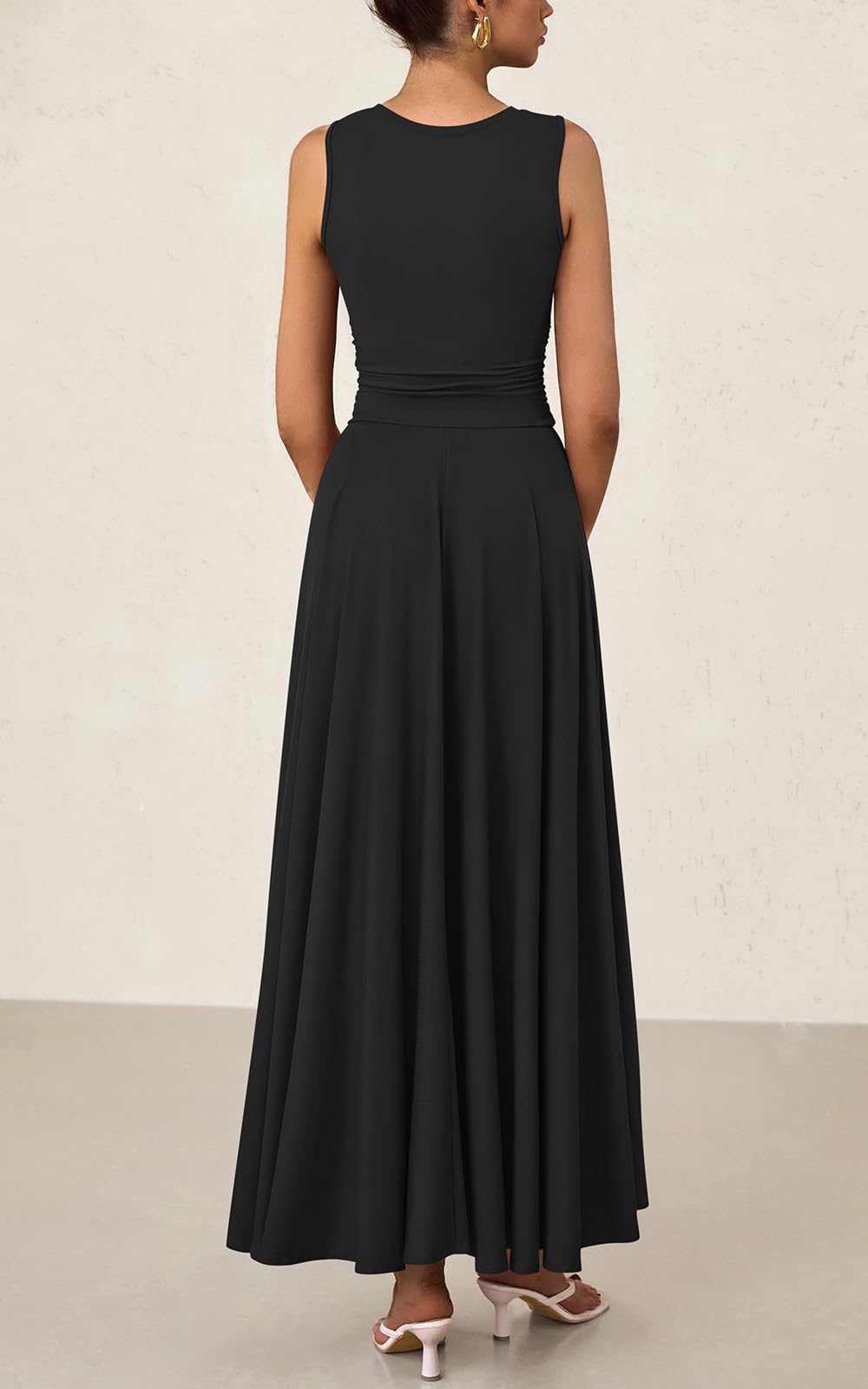 Foto 4 | Vestido Prettygarden Para Mujer, De Primavera, Sin Mangas, Maxi, Negro, Xl - Venta Internacional.
